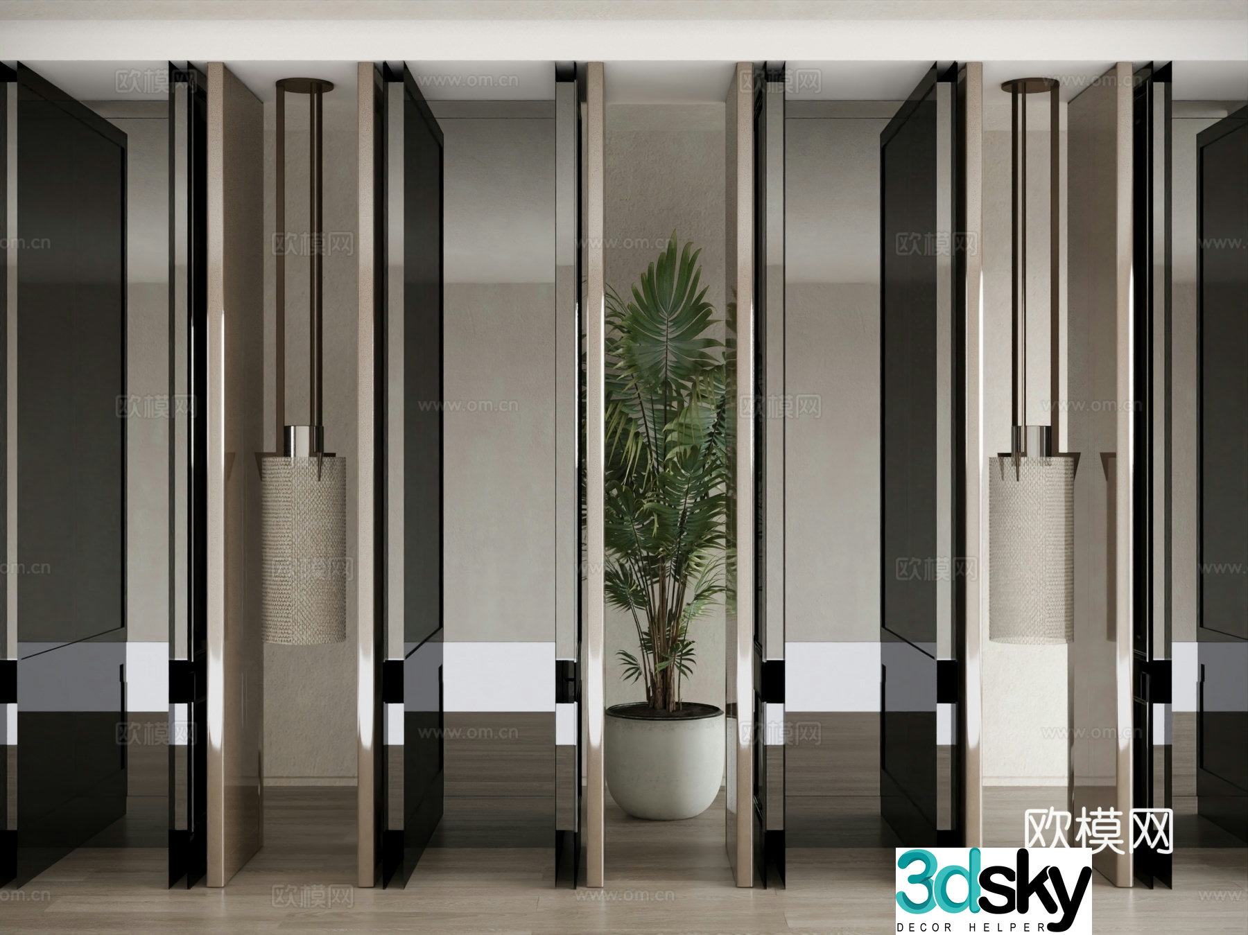 Modern partition restaurant partition partition door 3d model
