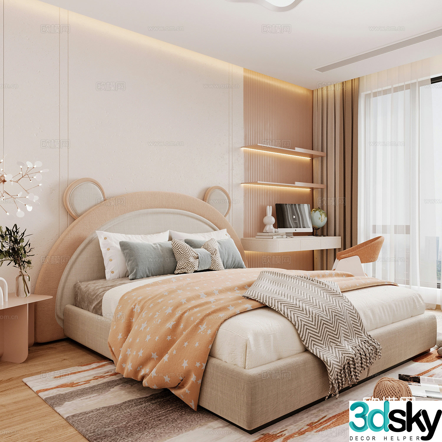 Modern children’s room girl’s room 3d model