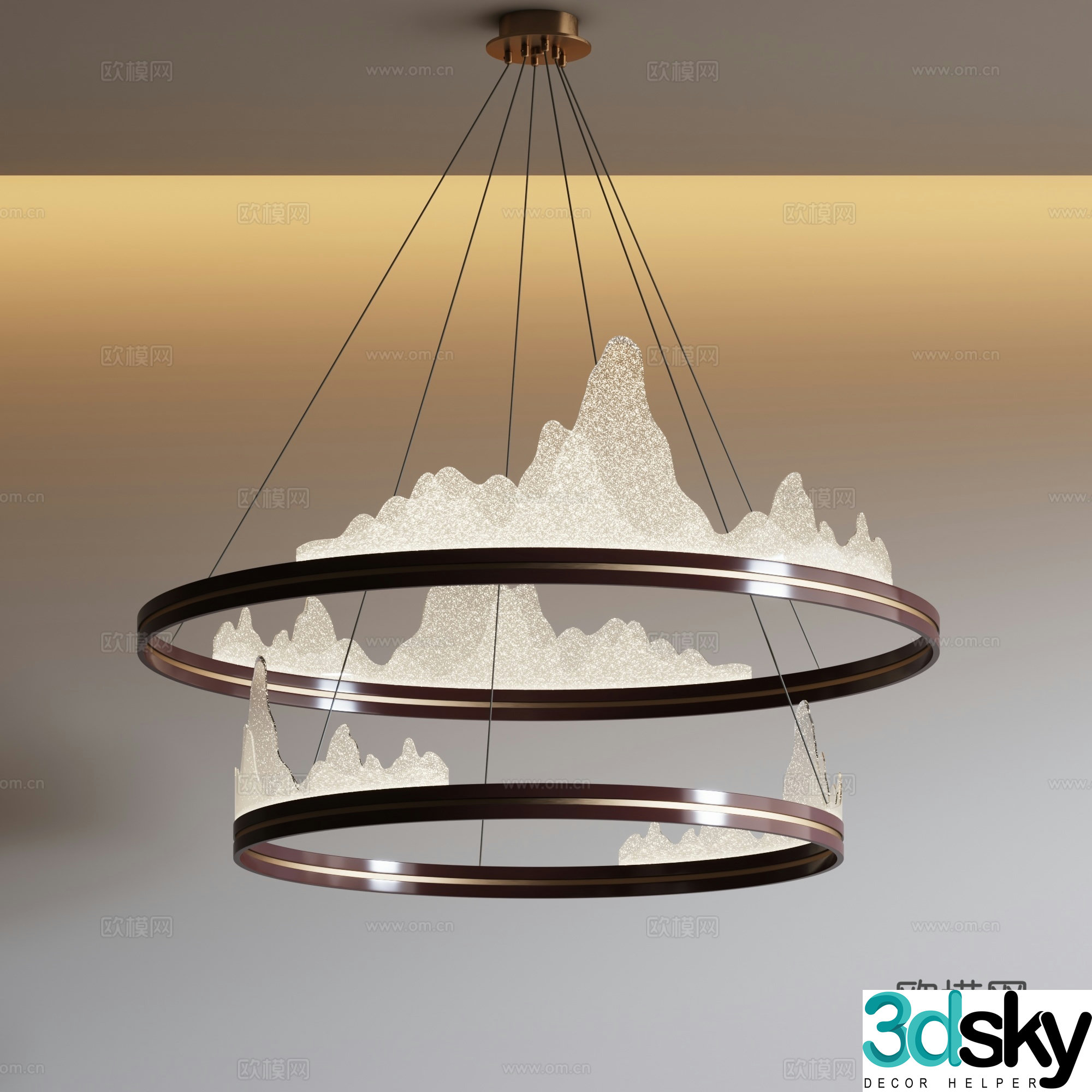 New Chinese style chandelier landscape chandelier 3d model