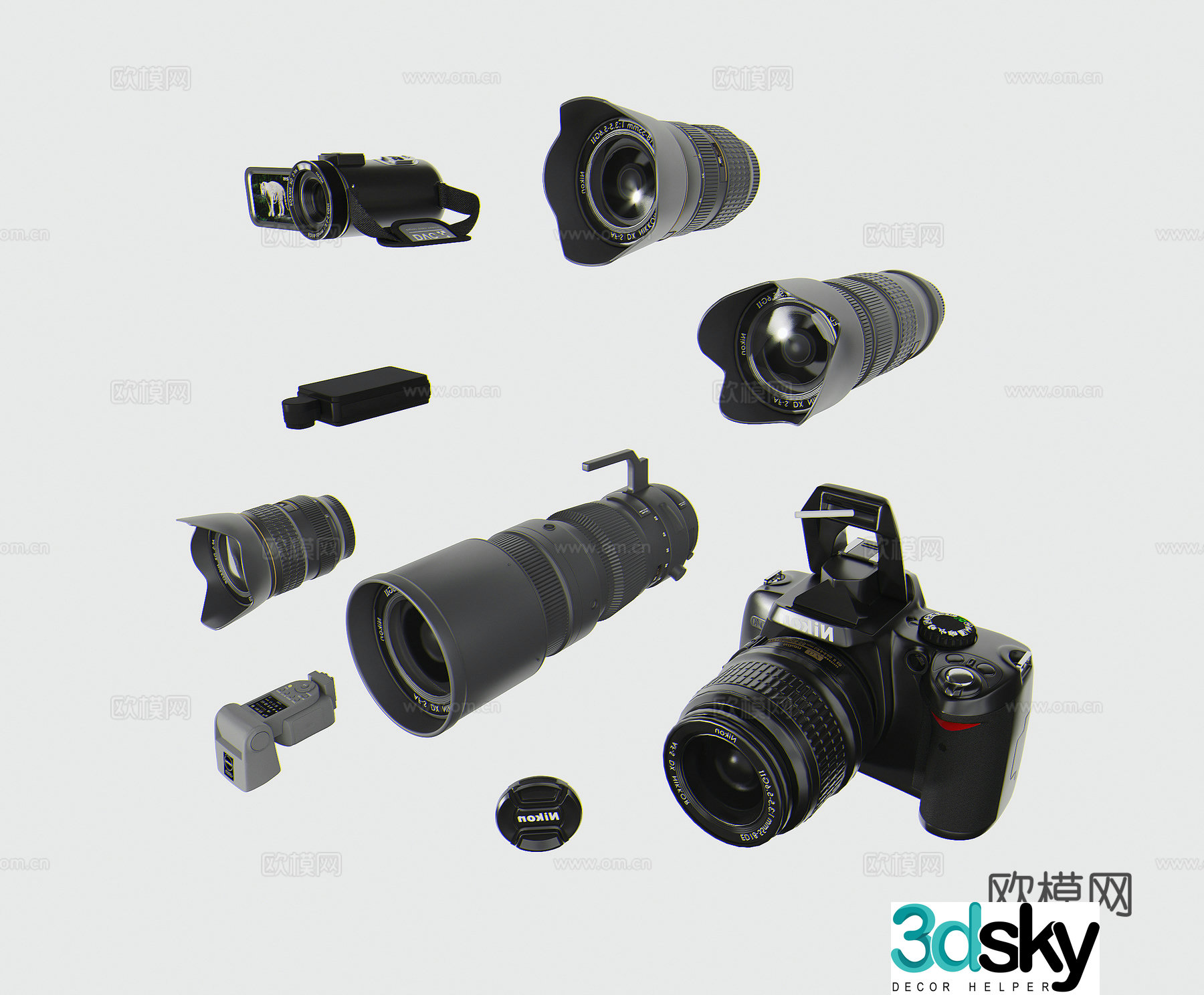 modern video camera camera camera lens 3d model