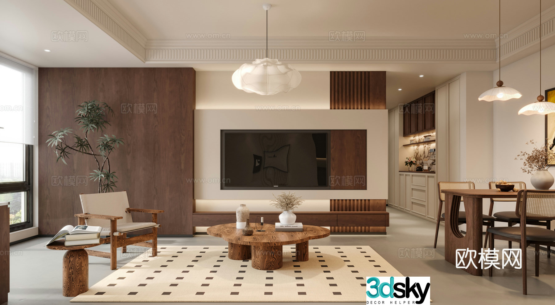 3D model of medieval style living room restaurant