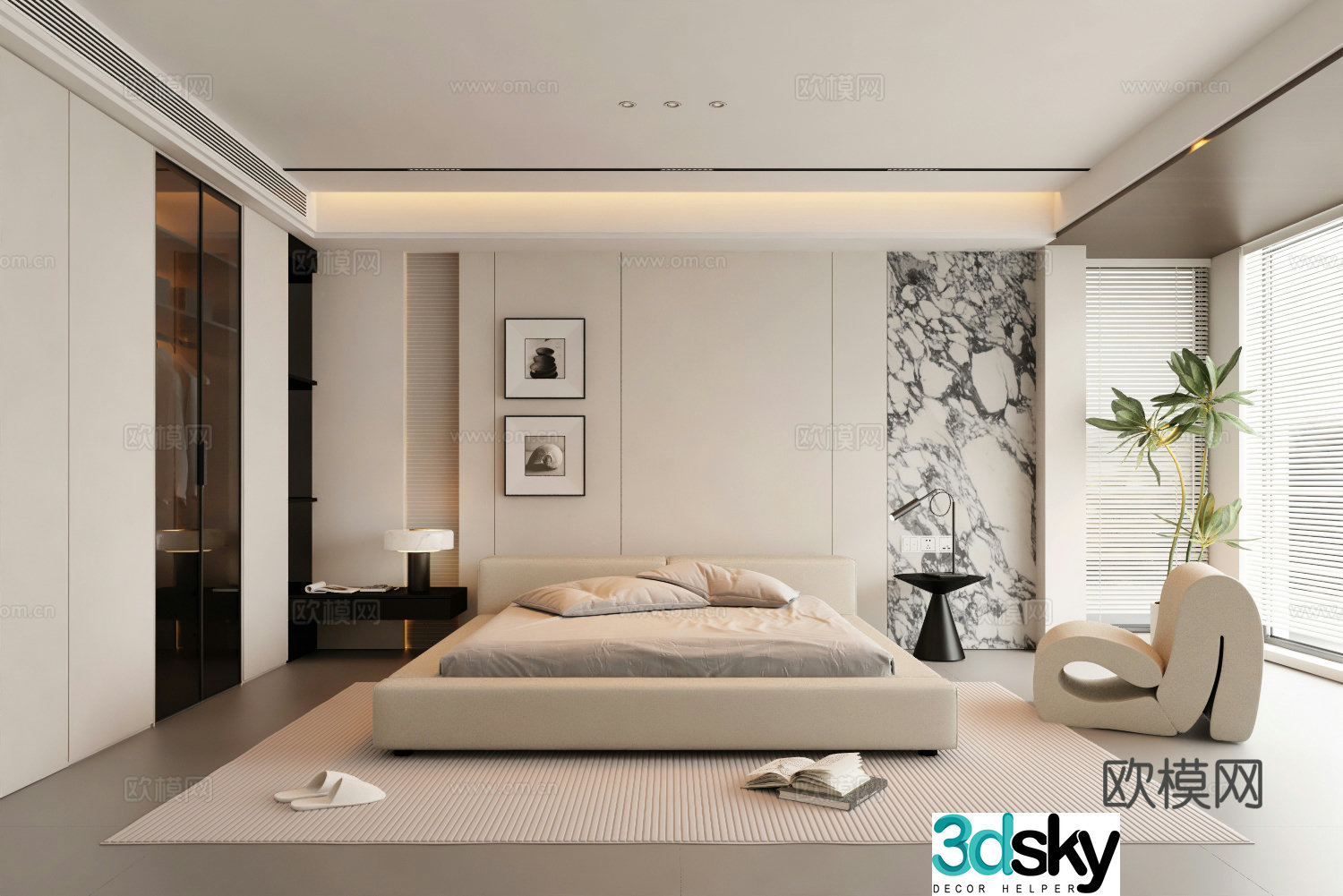 Modern bedroom master bedroom 3d model