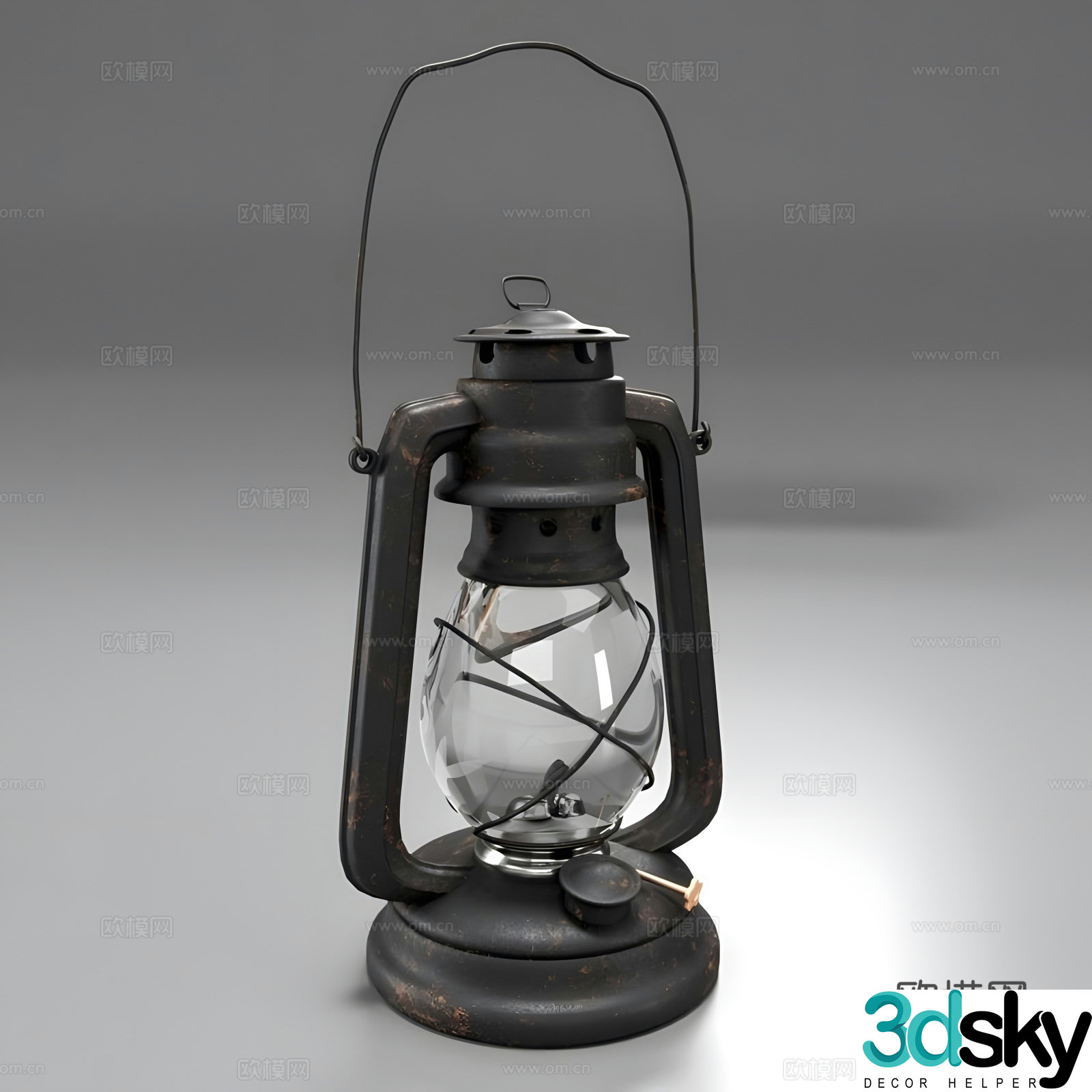 Industrial style portable lamp table lamp oil lamp 3d model