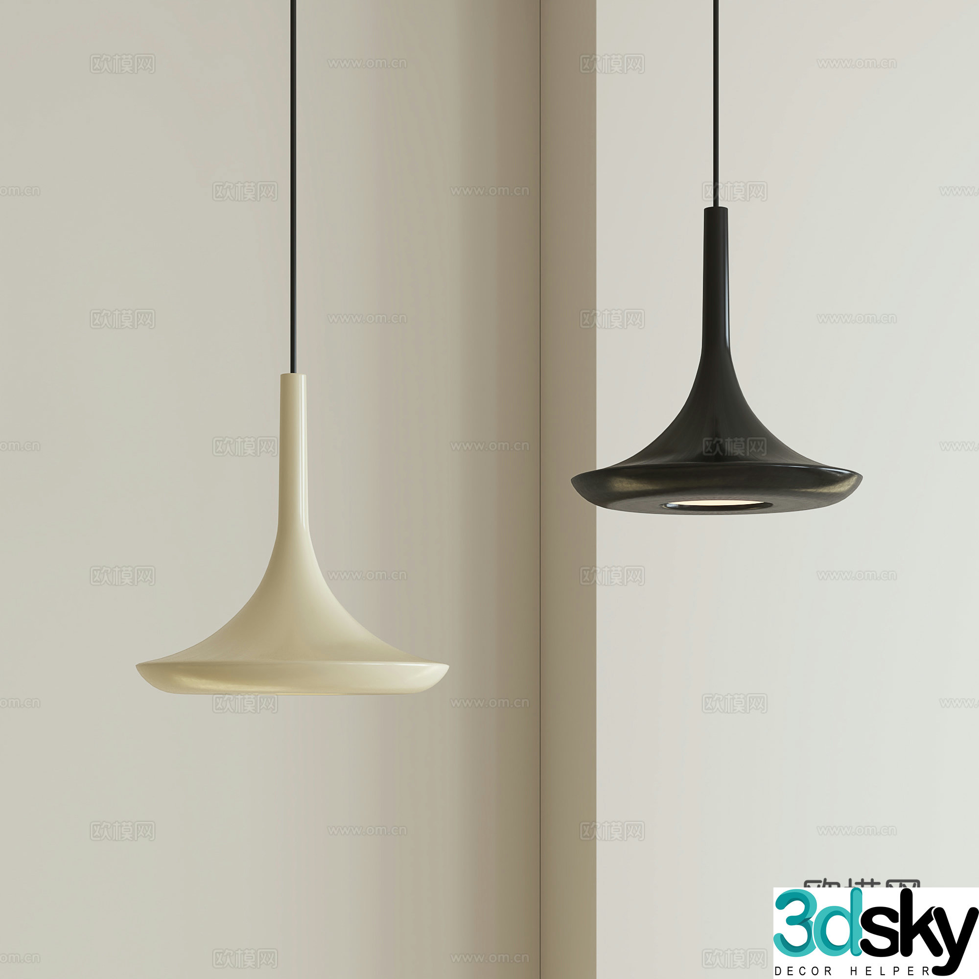 Modern minimalist chandelier 3D model
