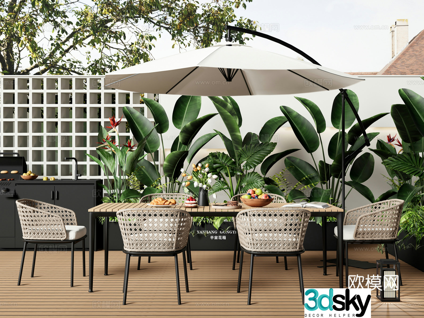 Modern outdoor table and chairs outdoor dining table and chairs 3d model