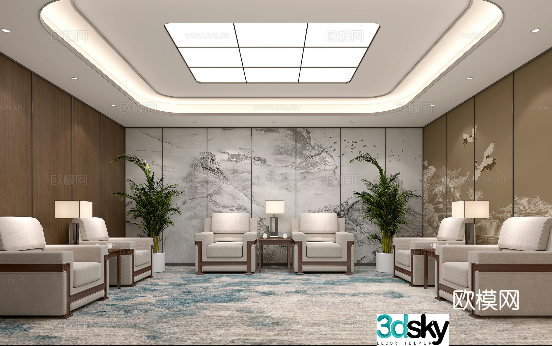New Chinese style reception room VIP reception room 3D model