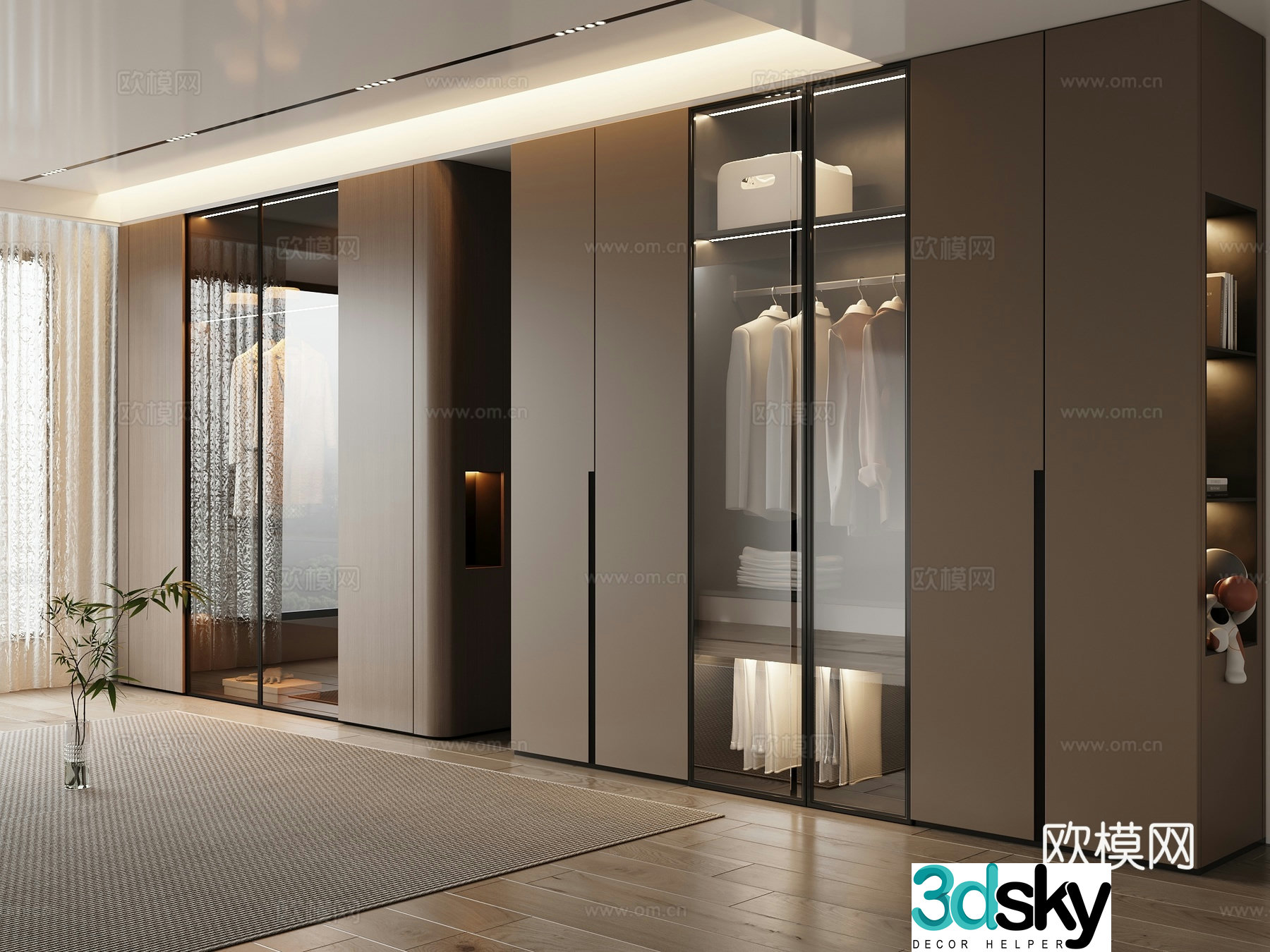 Italian style wardrobe glass wardrobe 3d model