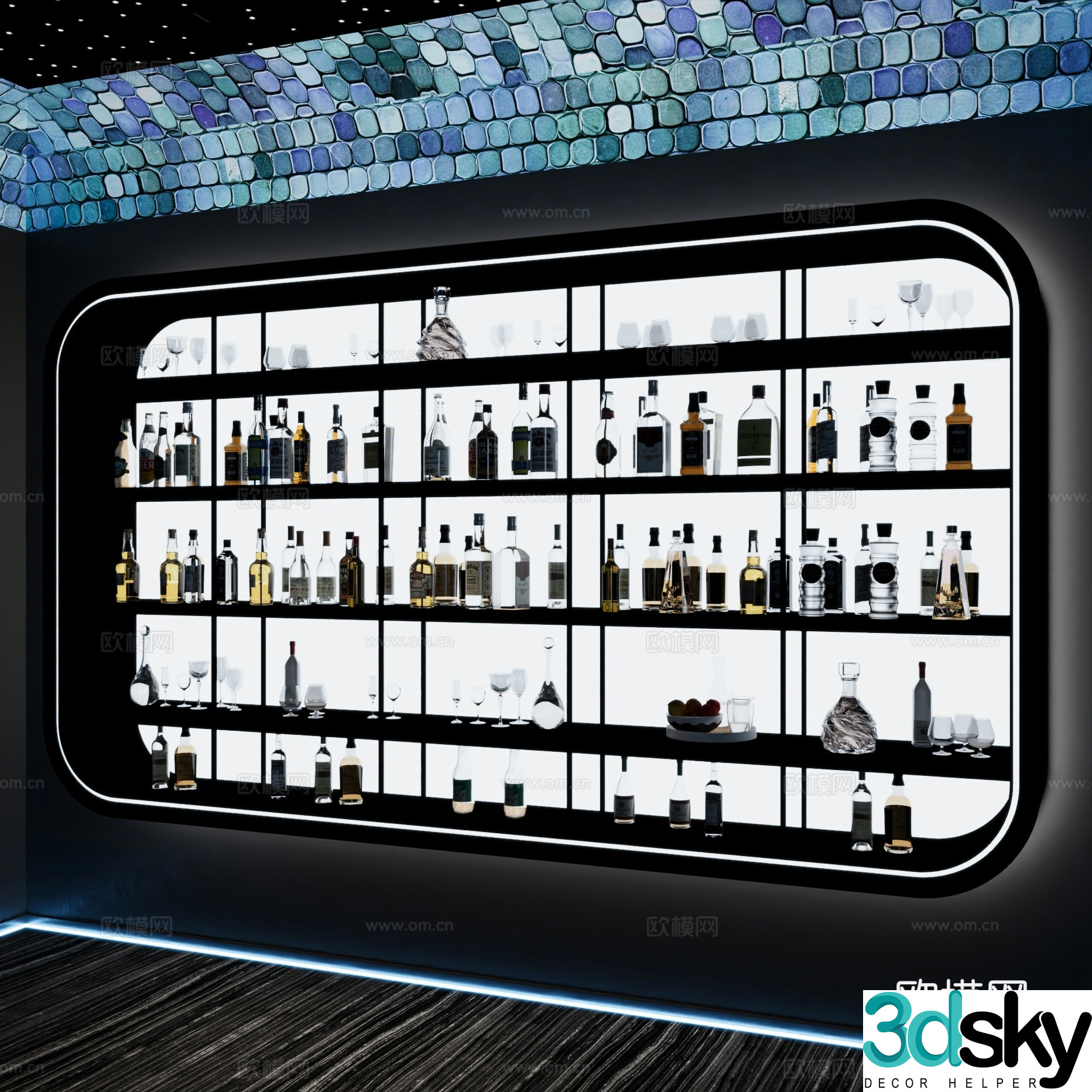 Modern wine cabinet red wine cabinet wall cabinet wine cabinet 3d model