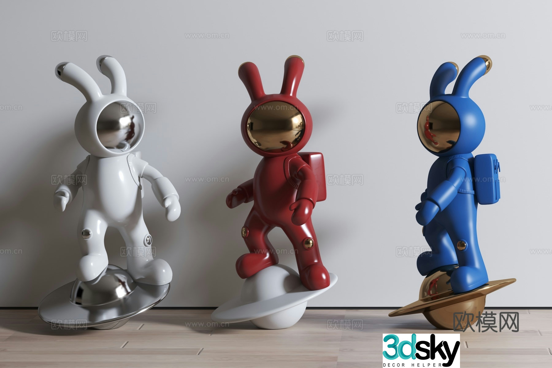Modern sculpture ornaments Trendy toys Astronaut Rabbit sculpture 3d model