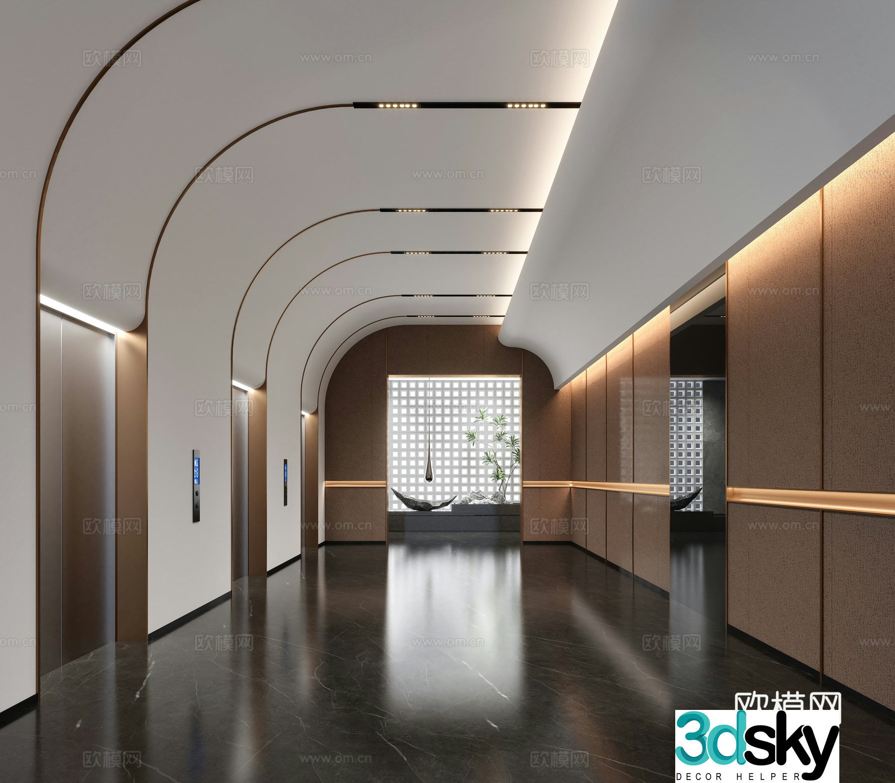 Modern elevator hall elevator hall aisle elevator room 3d model