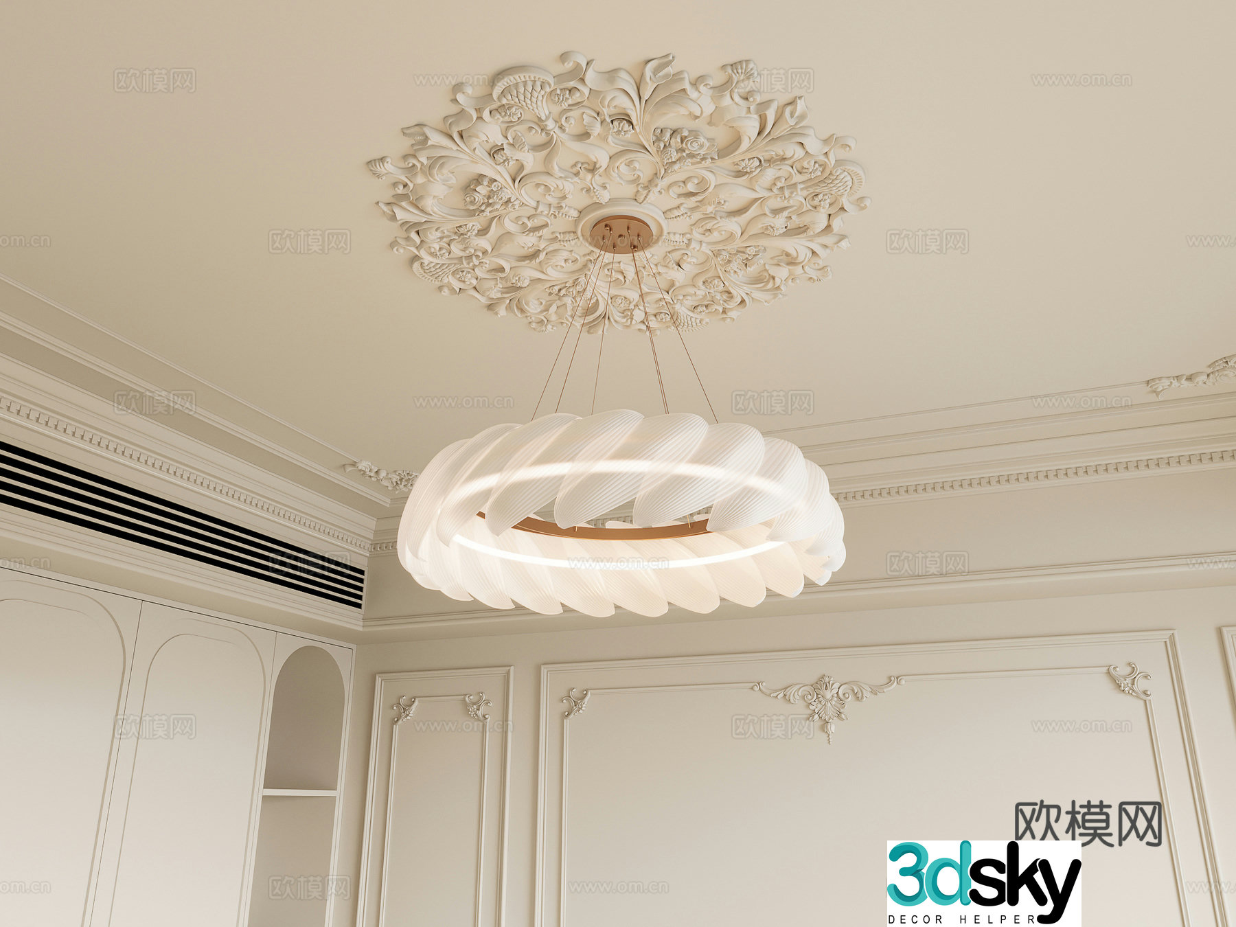 Cream style chandelier 3d model