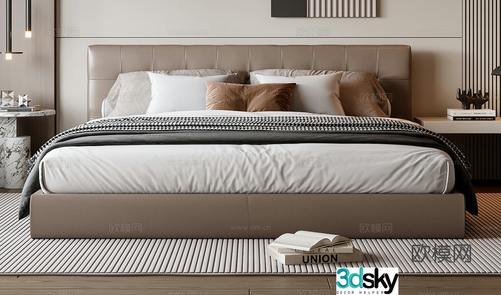 Italian double bed 3d model