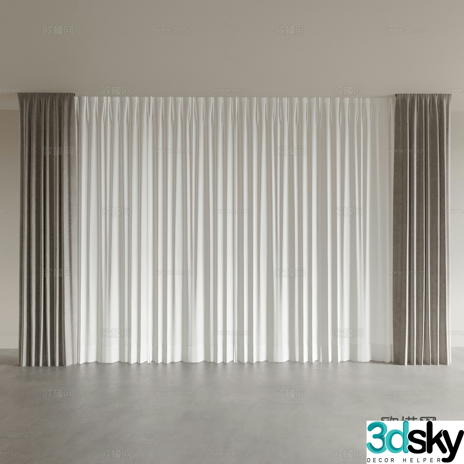 Curtains Roman blinds gauze curtains living room curtains bedroom curtains study curtains 3d model