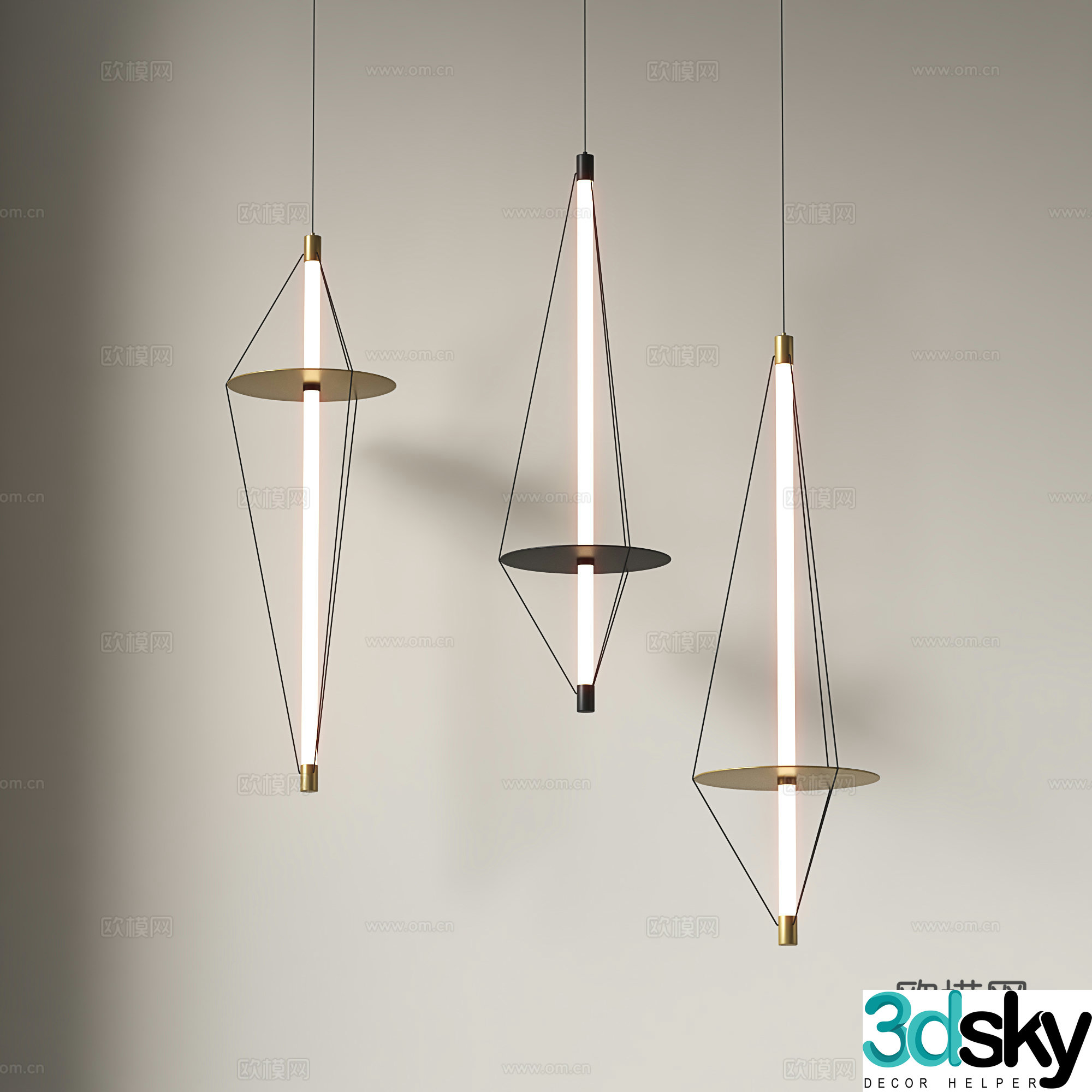 Modern chandelier stairwell chandelier minimalist chandelier 3d model