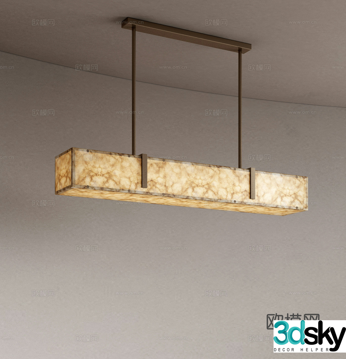 Light luxury translucent stone chandelier restaurant chandelier 3D model