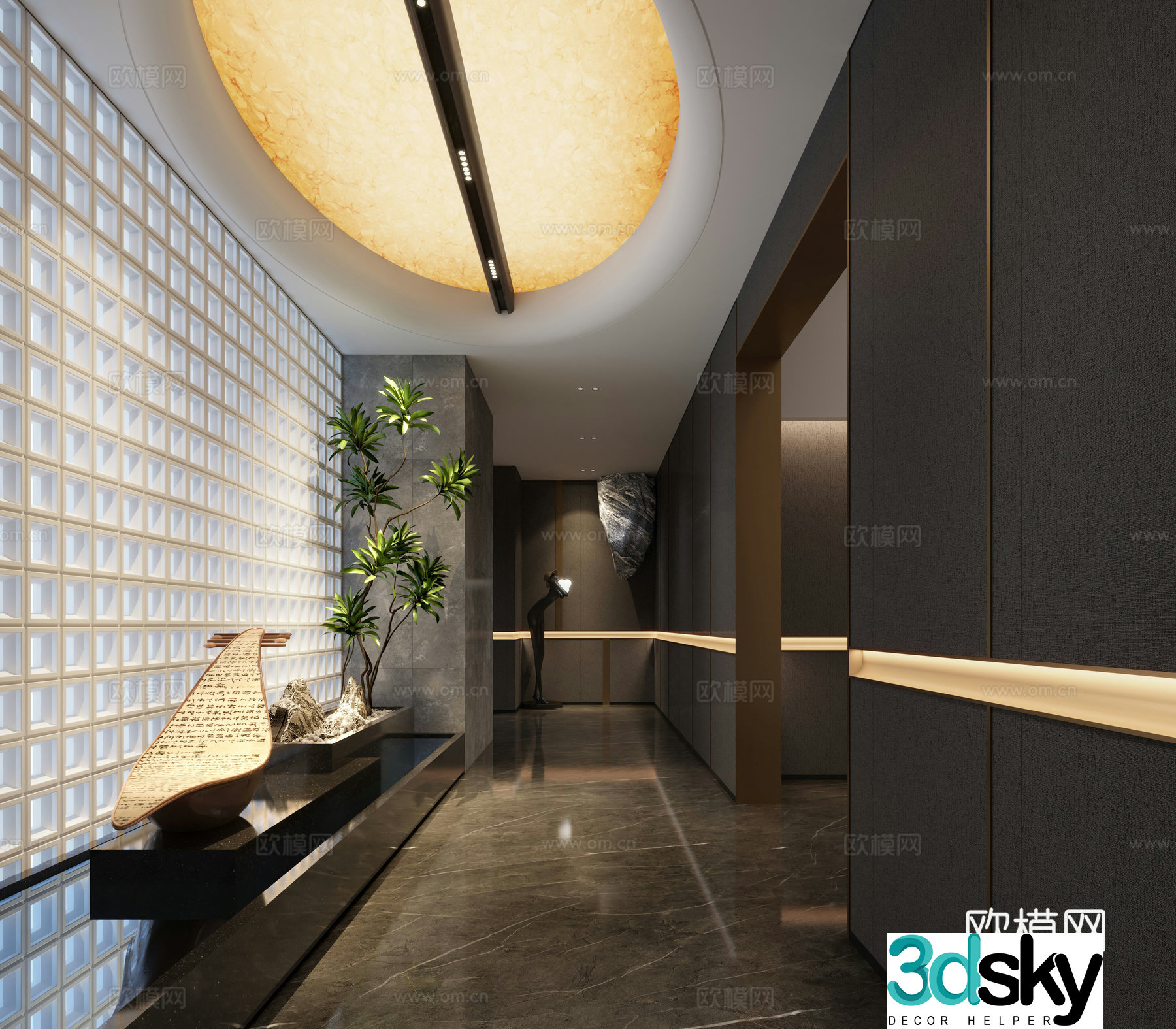 New Chinese style club aisle hotel aisle 3d model