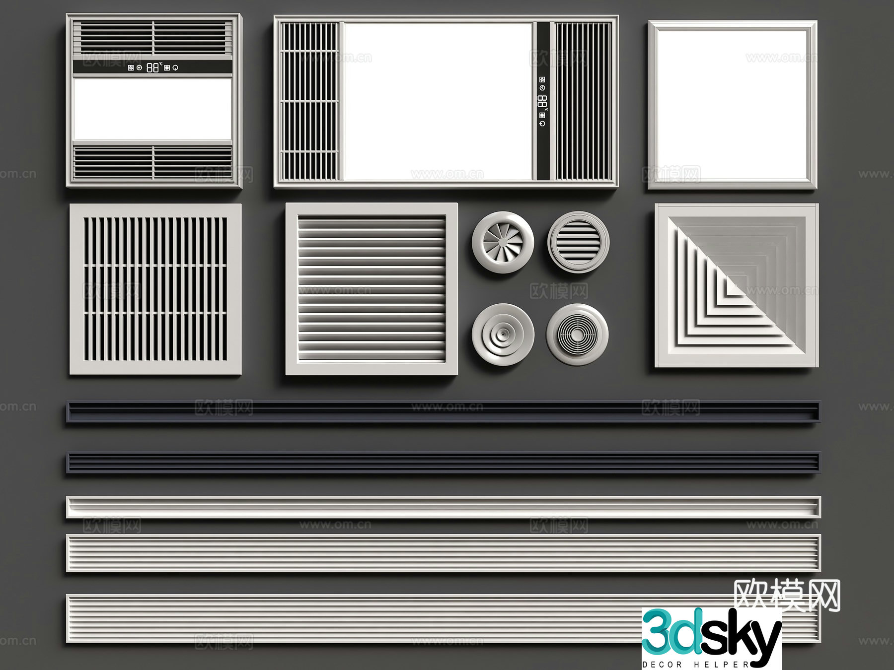 Louver air outlet heating cover air conditioning outlet 3D model
