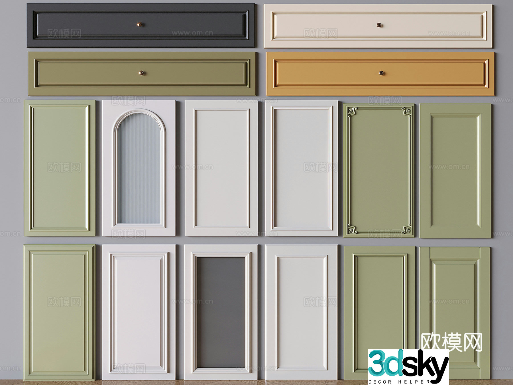 French wardrobe door panel carved door panel glass cabinet door panel drawer panel cabinet door panel 3D model