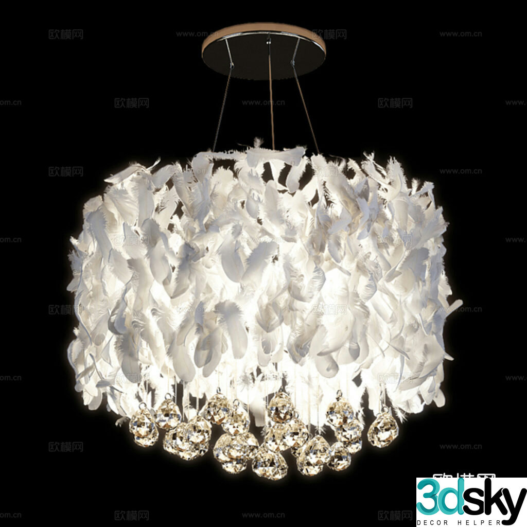 Feather crystal chandelier 3d model