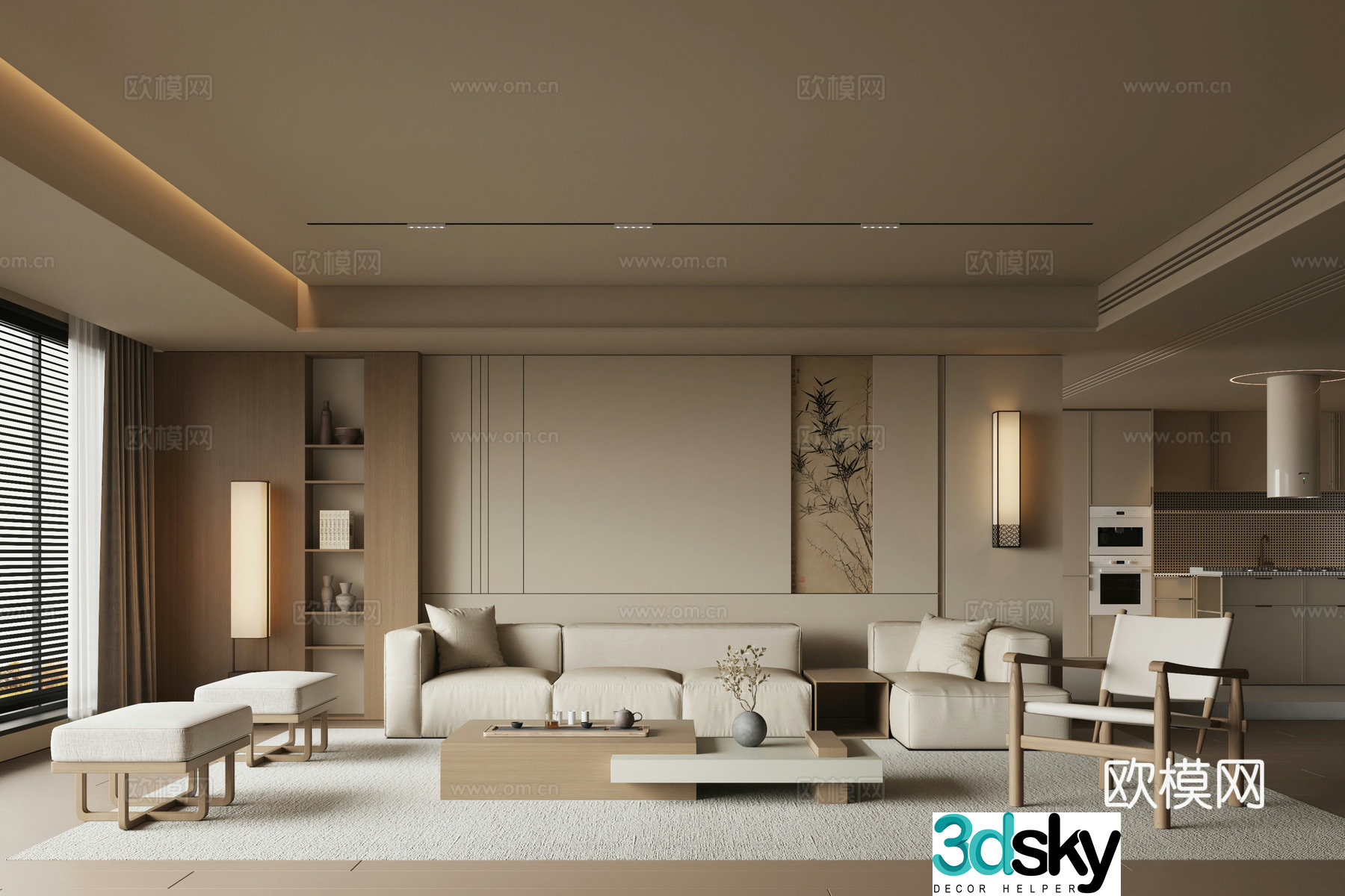 New Chinese style living room 3d model