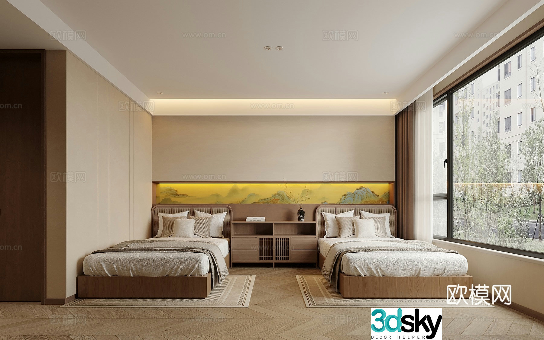 New Chinese style bedroom 3d model