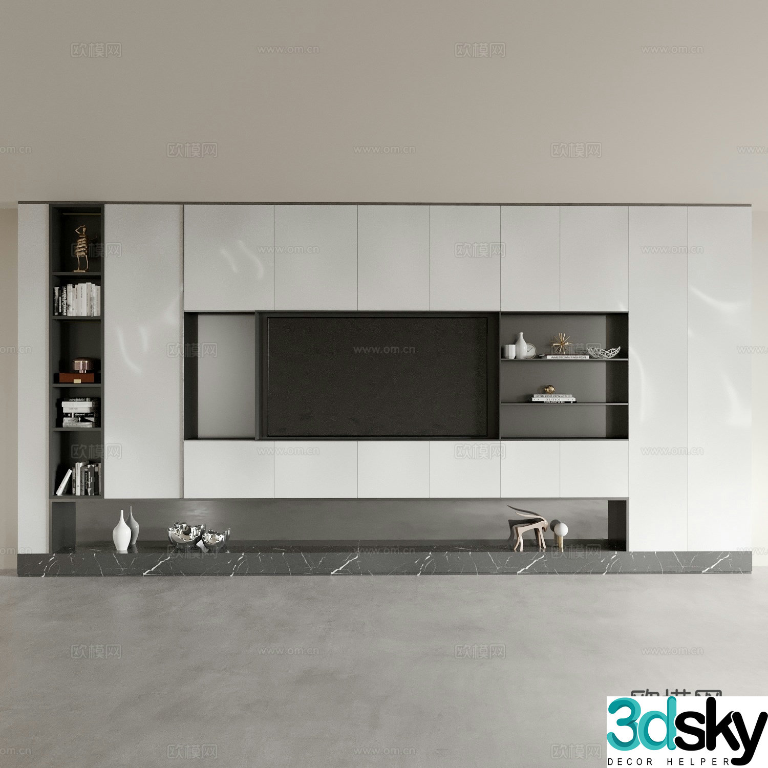 Modern TV background wall 3d model