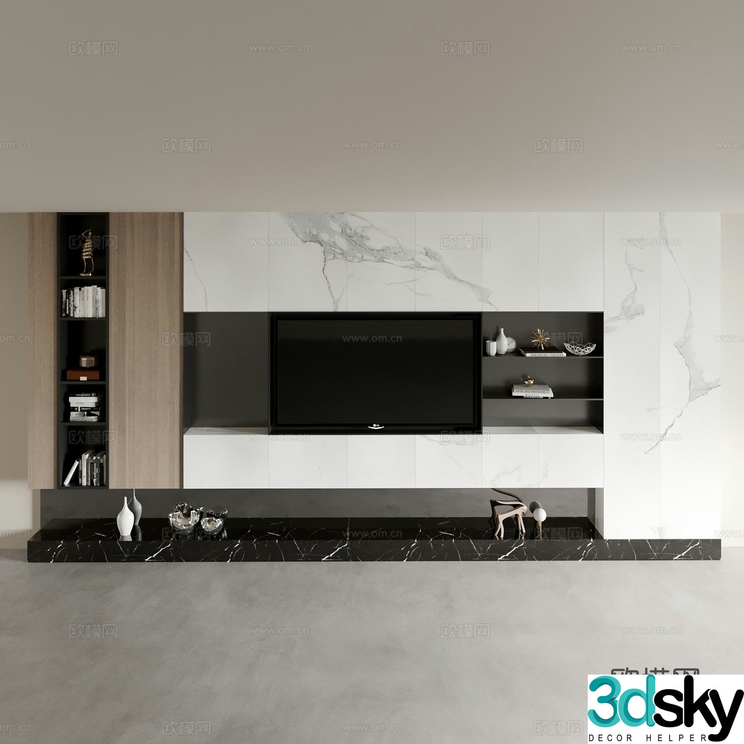 Modern TV background wall 3d model
