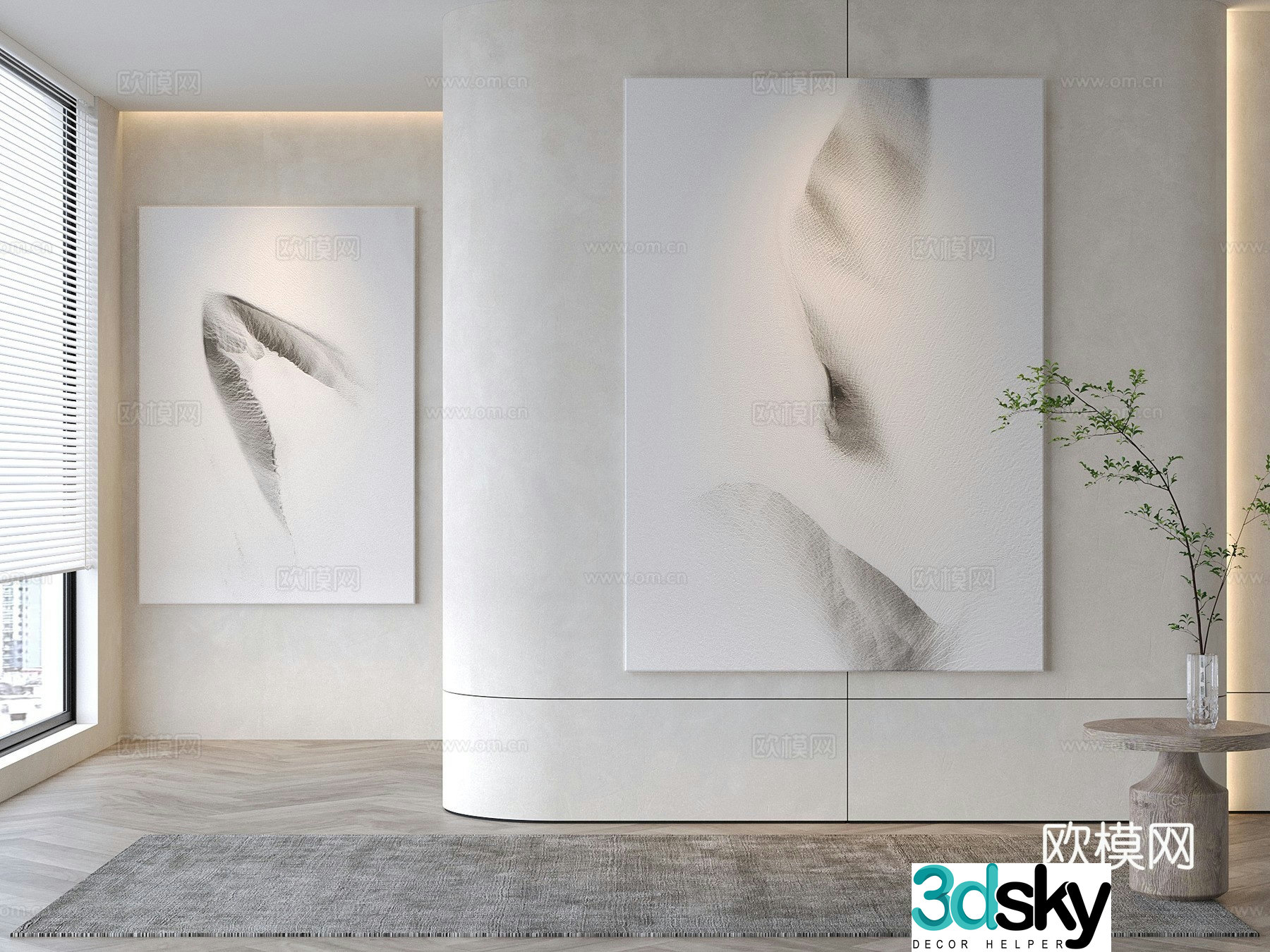 Modern decorative painting Texture painting Abstract painting 3d model