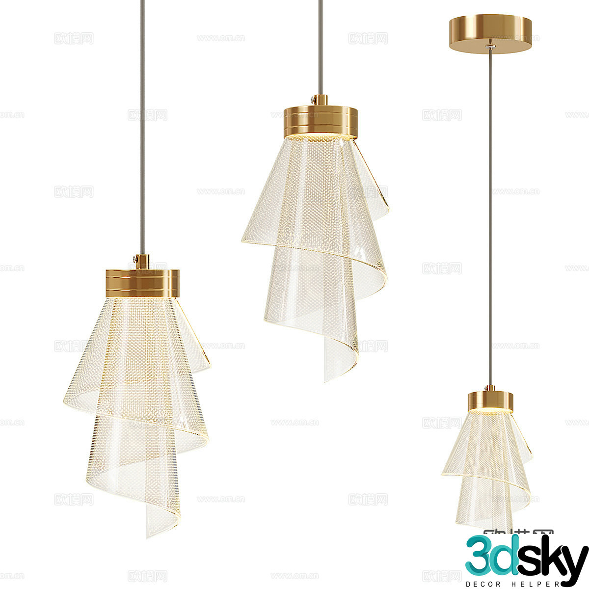 TEIS glass chandelier 3d model