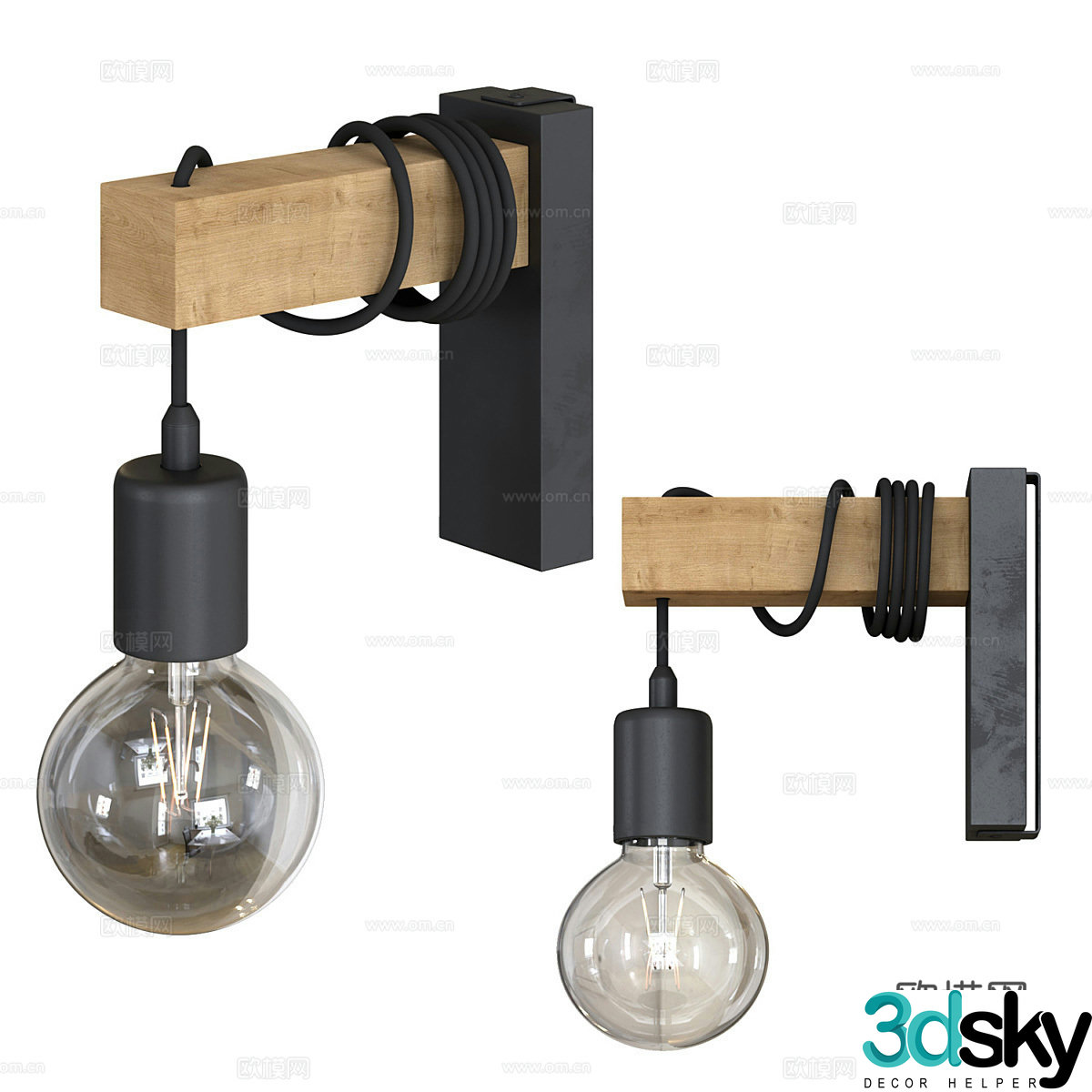 Industrial style wall lamp 3d model