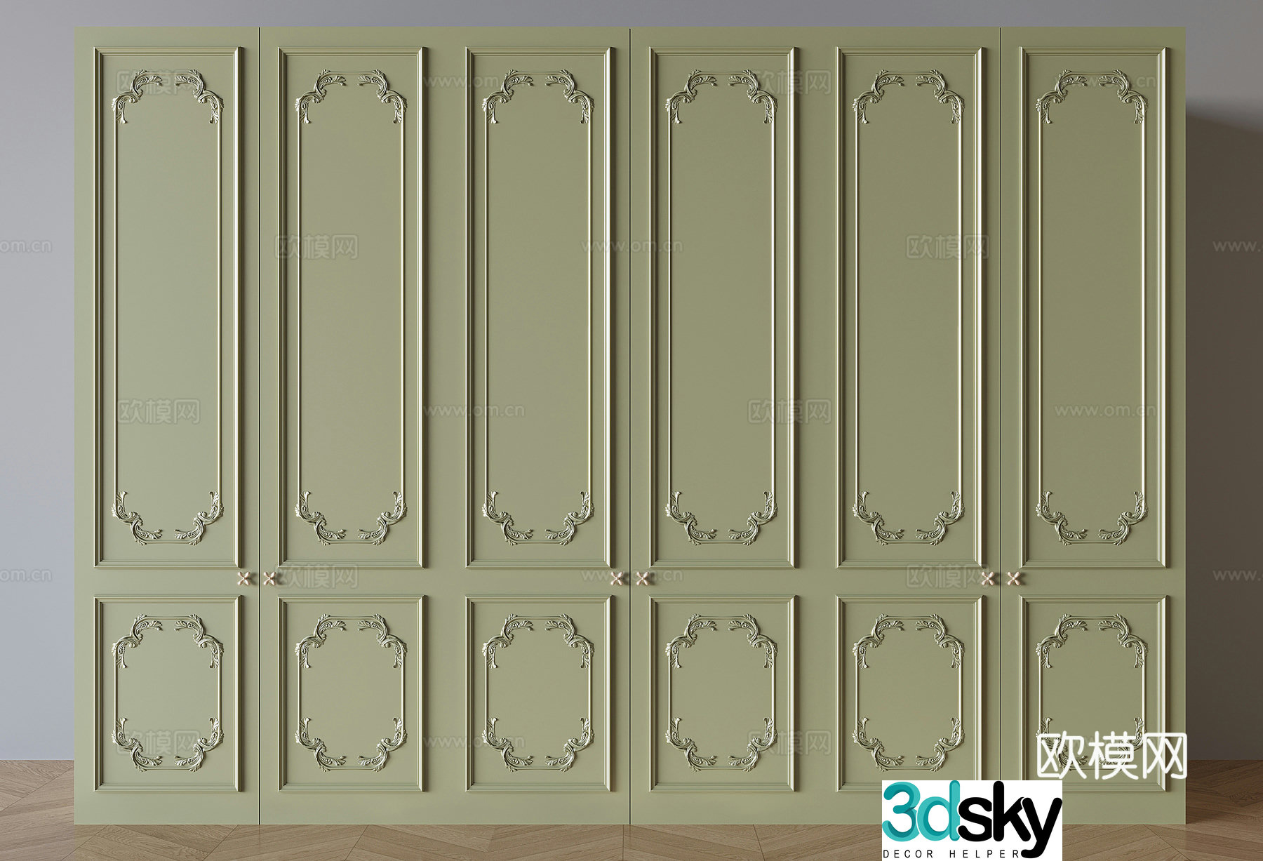 French wardrobe door panel 3d model