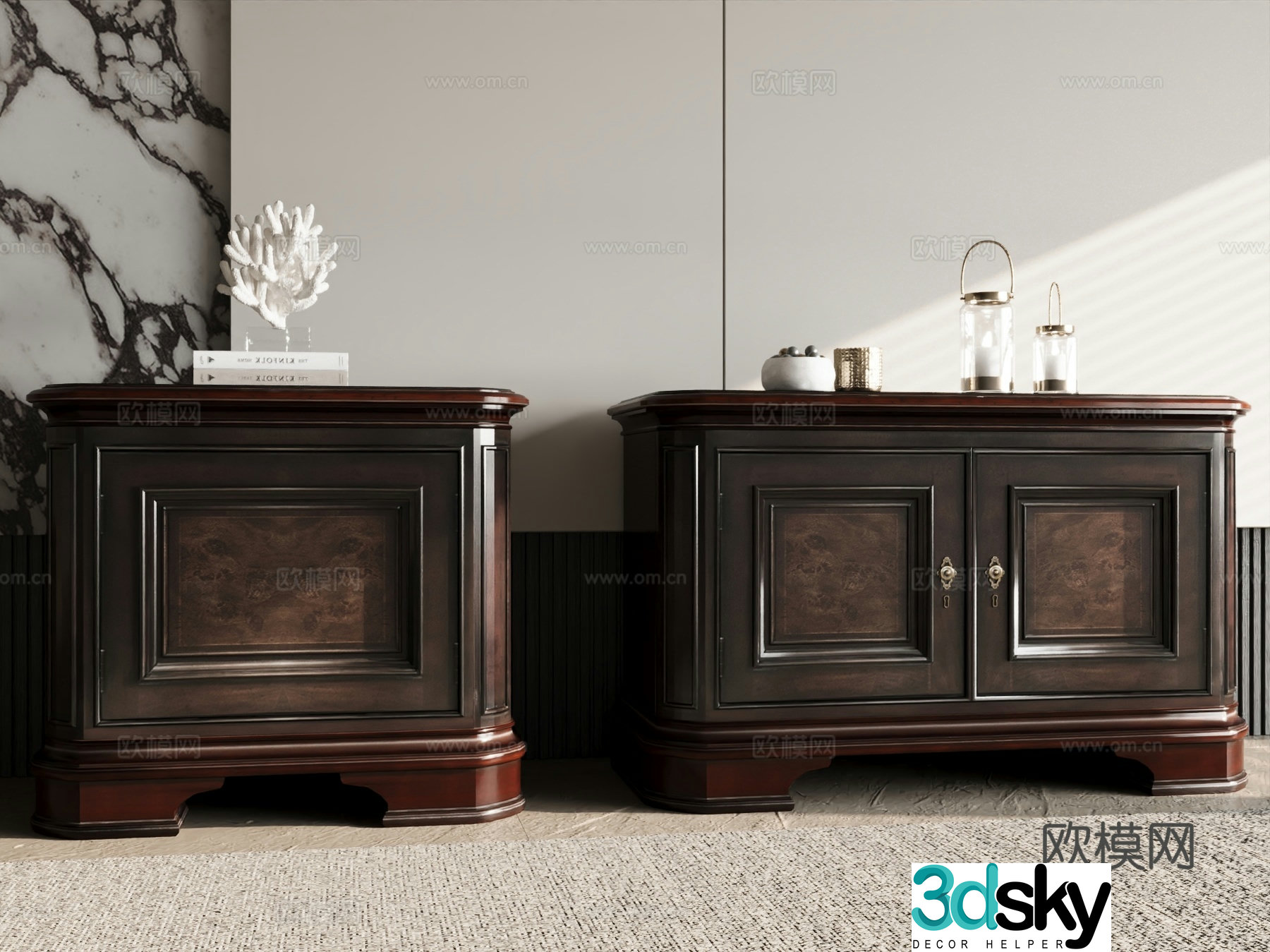 American bedside table 3d model