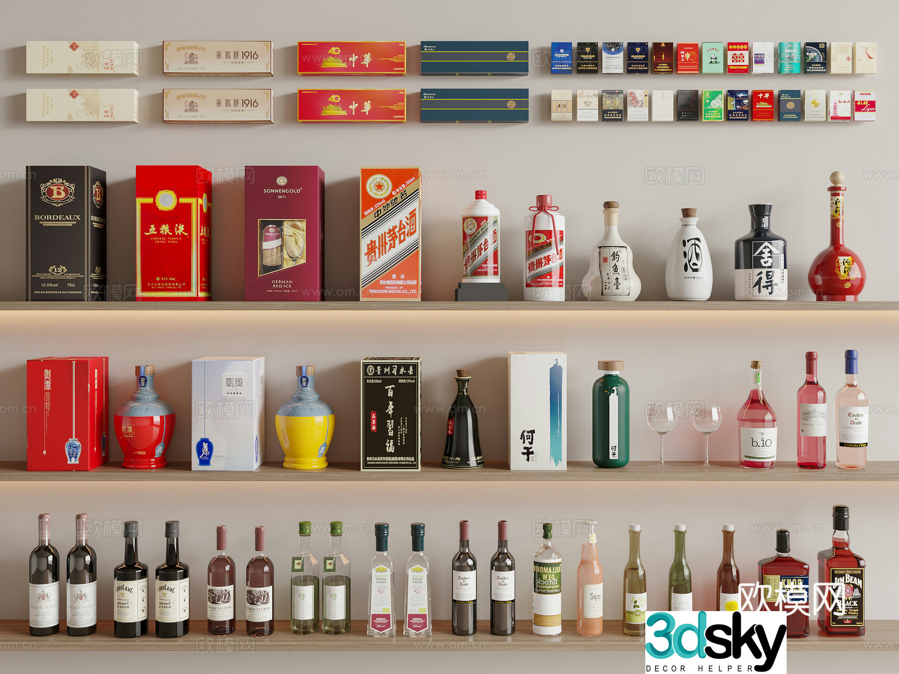 Modern drinks wine bottle liquor 3d model