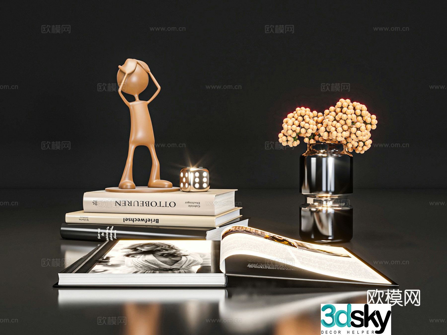Ornaments books magazines 3d model