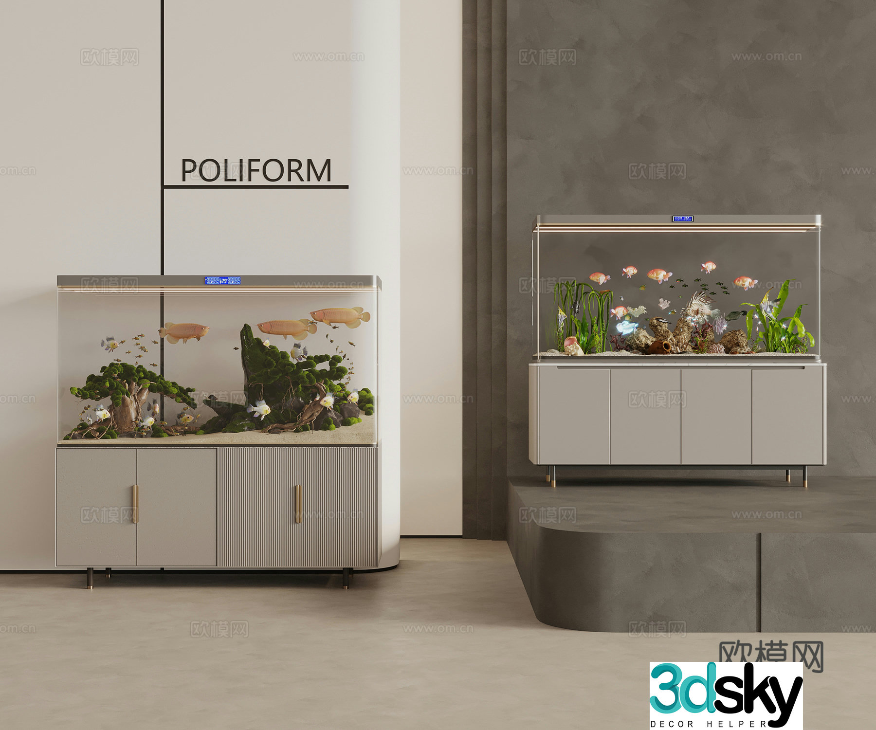Modern fish tank aquarium fish tank cabinet 3d model