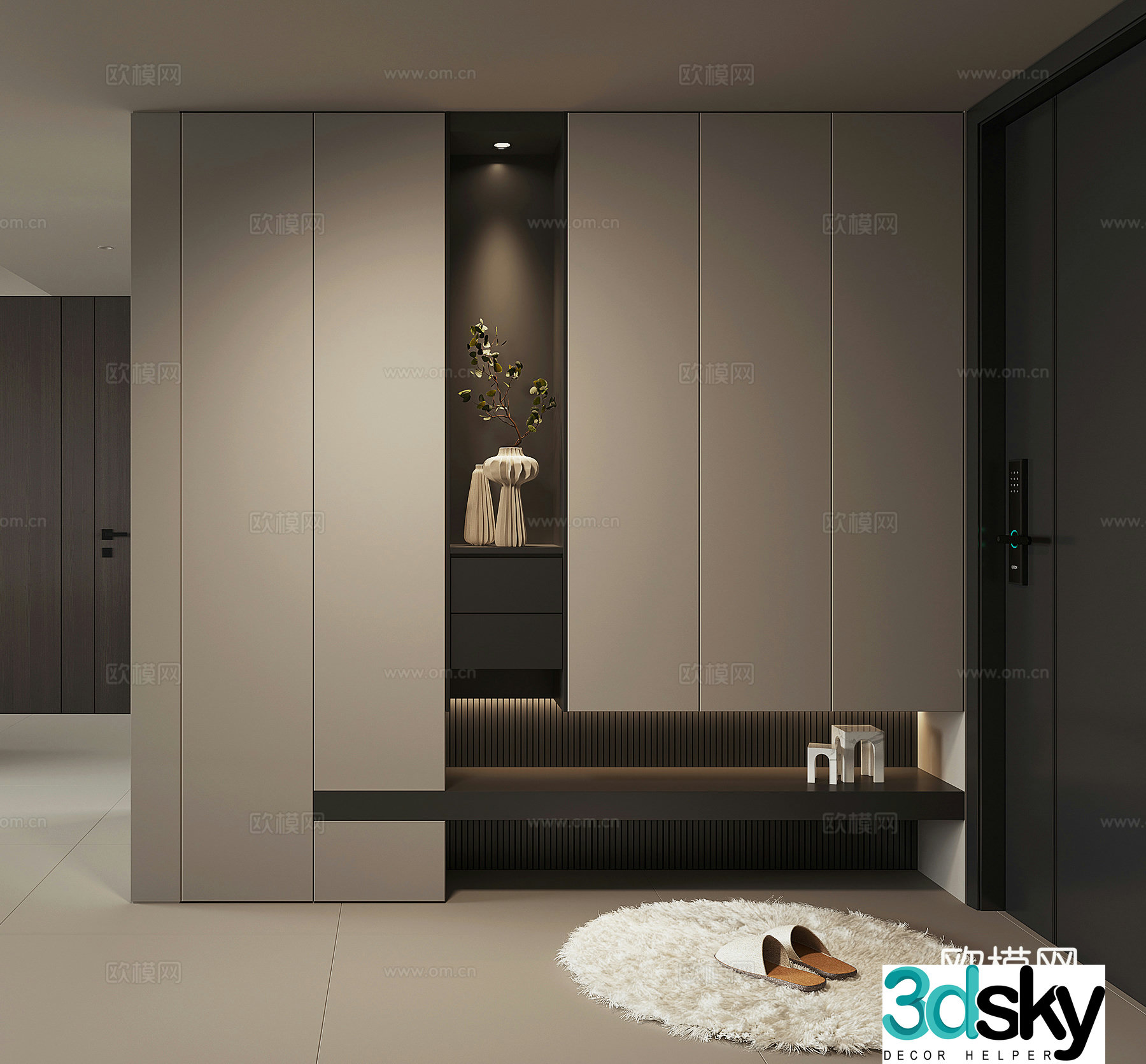 Modern home shoe cabinet 3D model