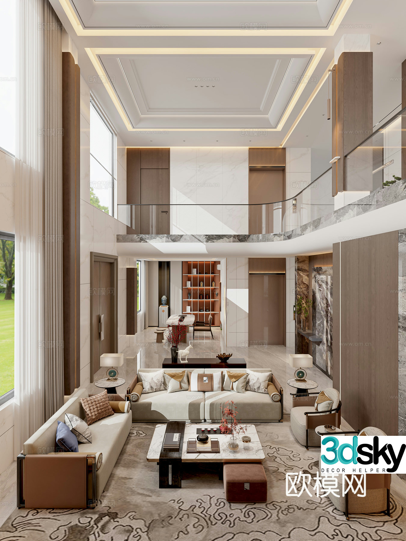 New Chinese style living and dining room 3D model