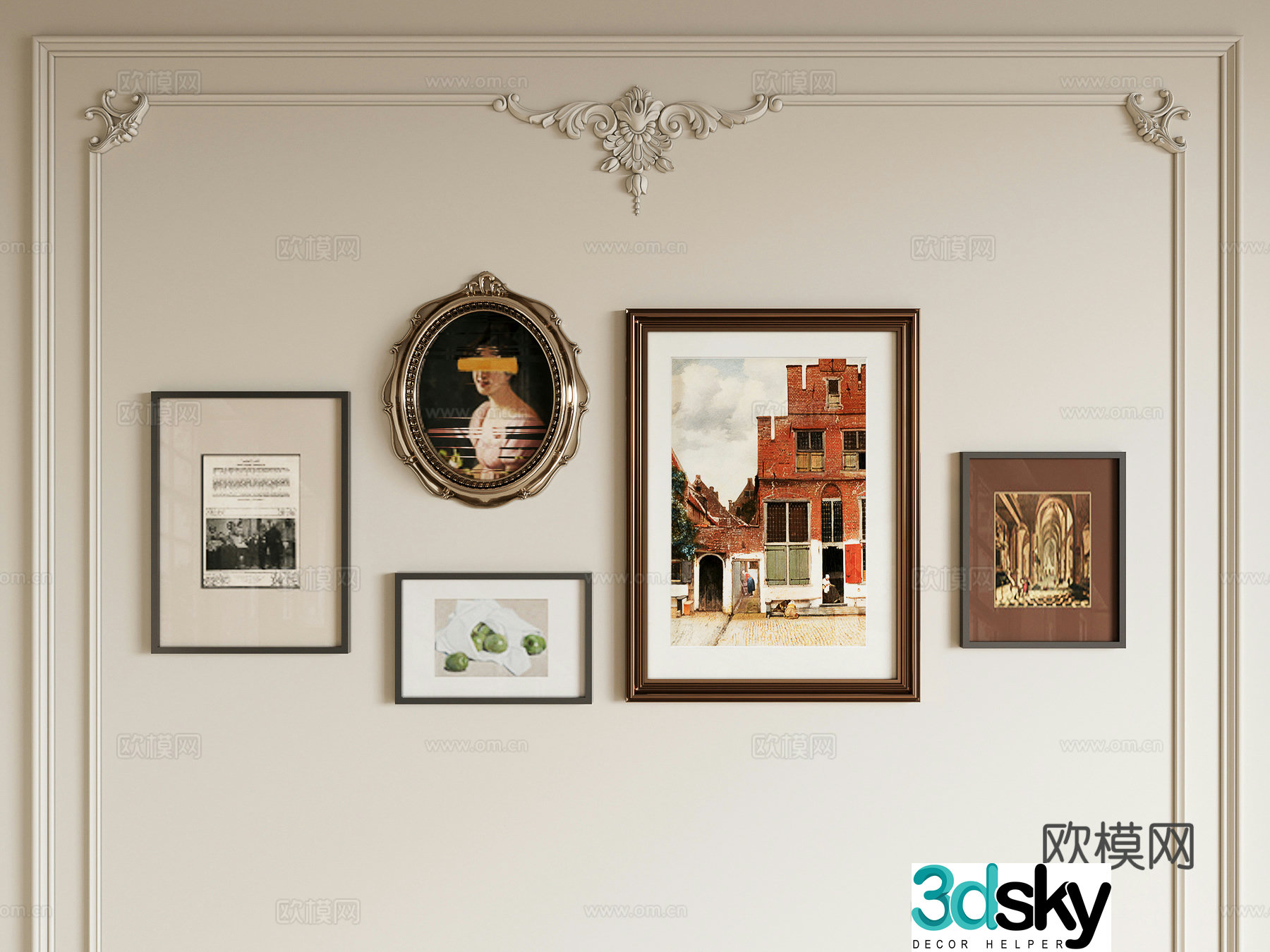 French oil painting Art hanging painting Decorative painting 3d model