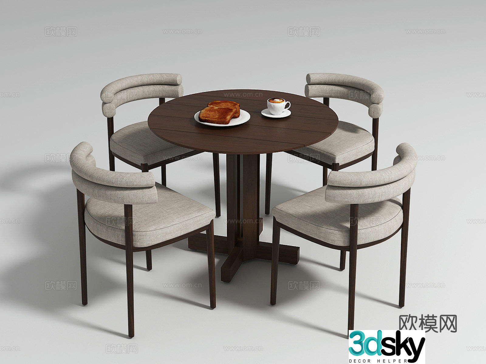 Wabi-sabi dining table and chairs coffee table and chairs 3d model
