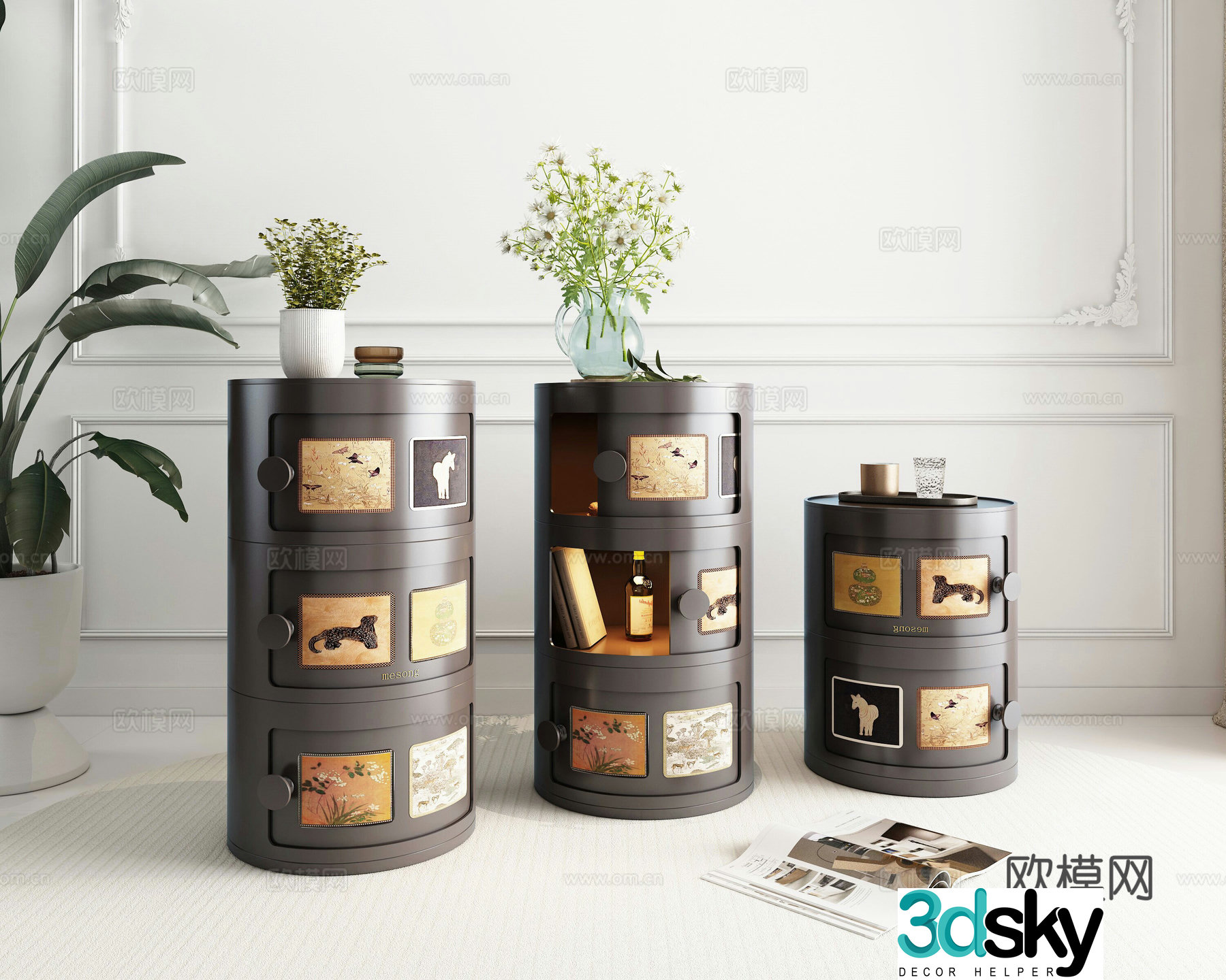 Round bedside table 3d model