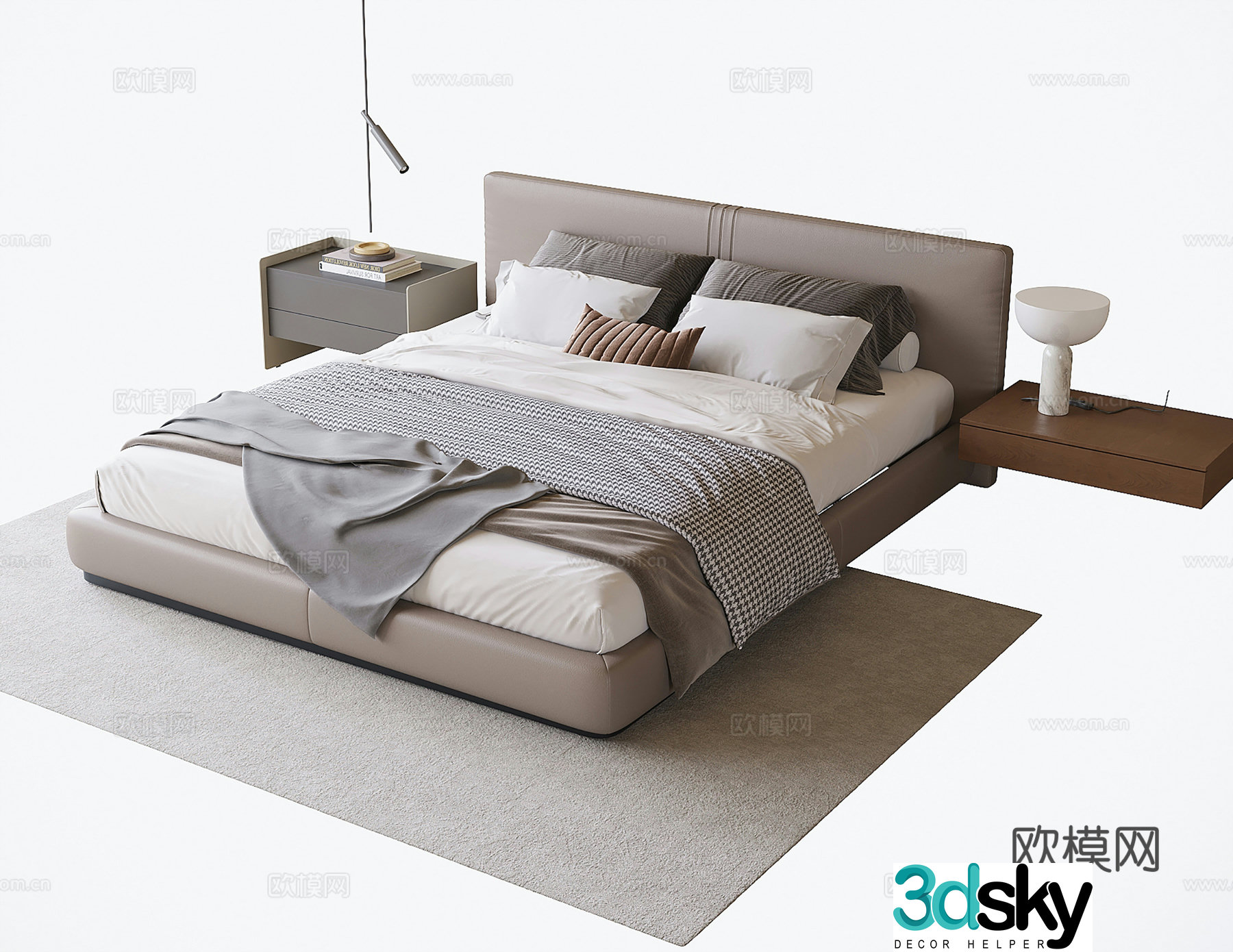 Modern double bed 3d model