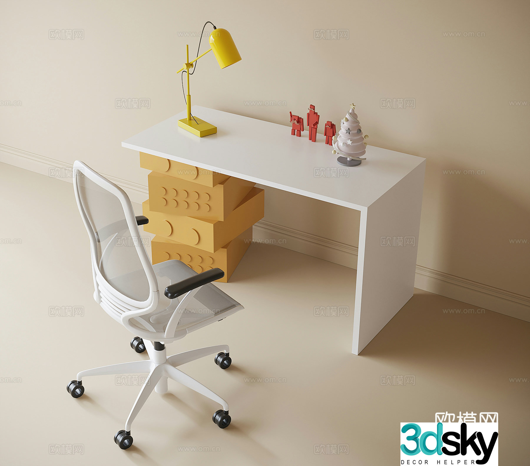 Modern children’s desk chair 3d model