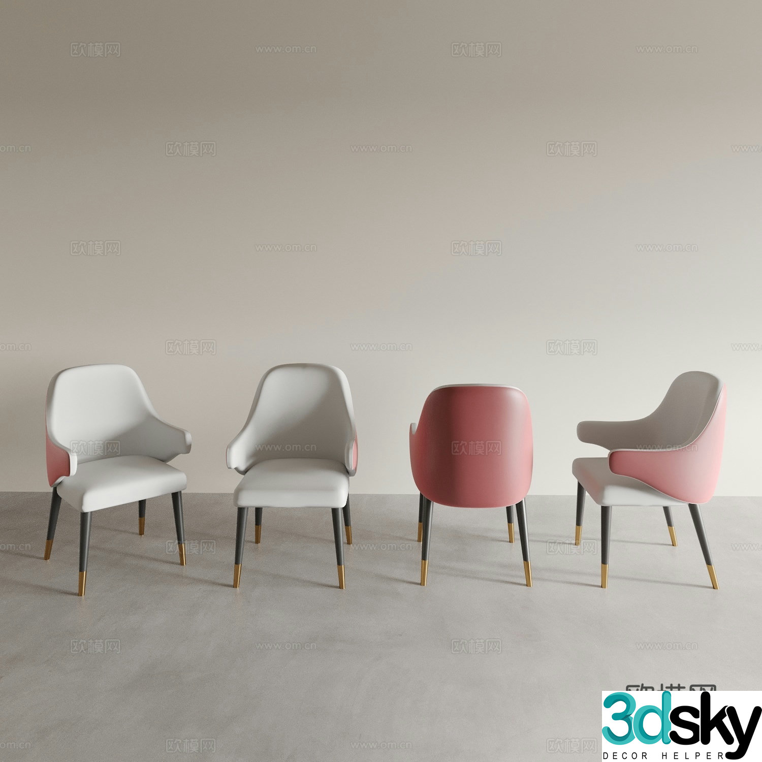 Dining chair tea chair leisure chair 3d model