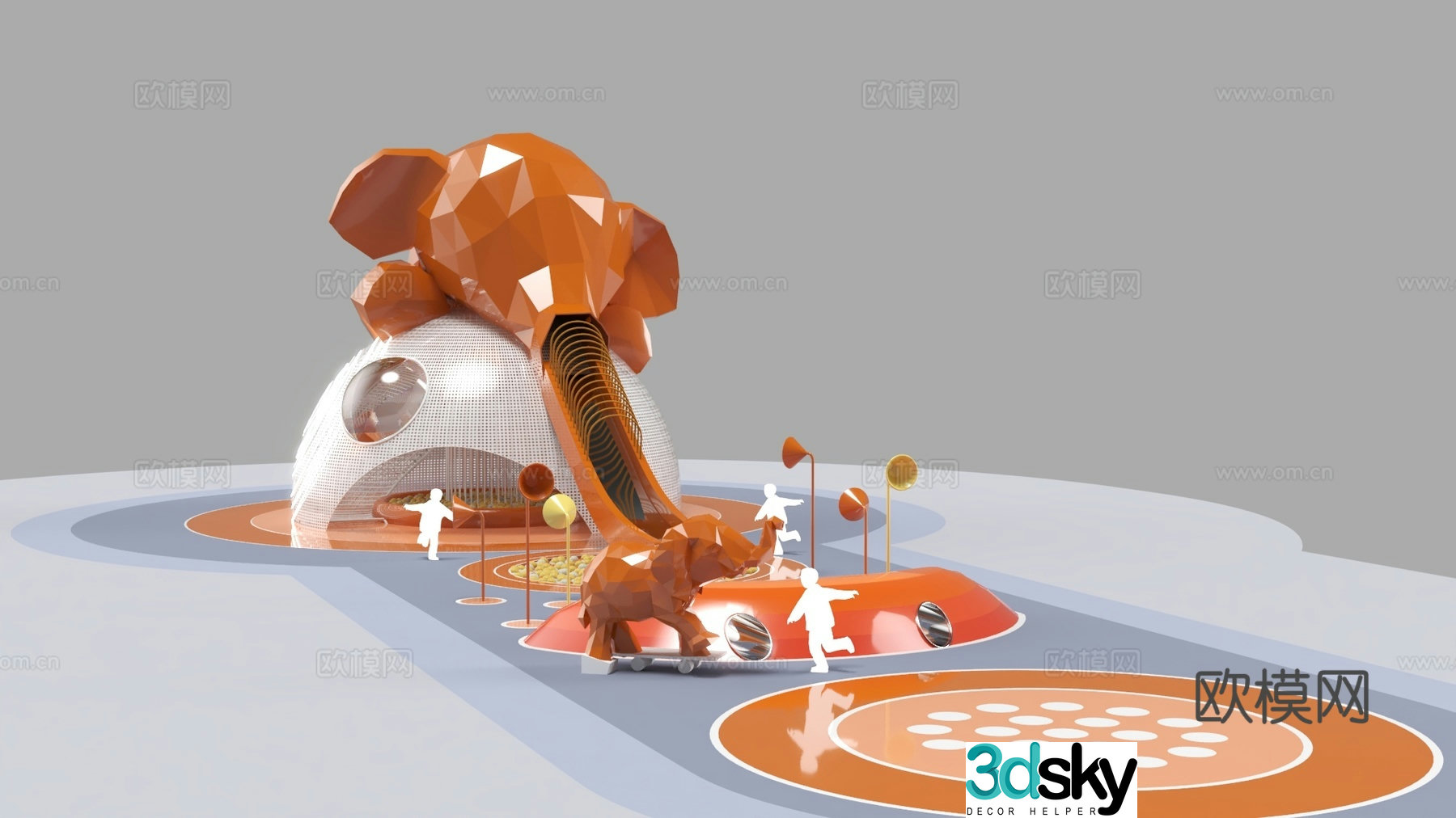 Elephant theme unpowered amusement equipment 3d model