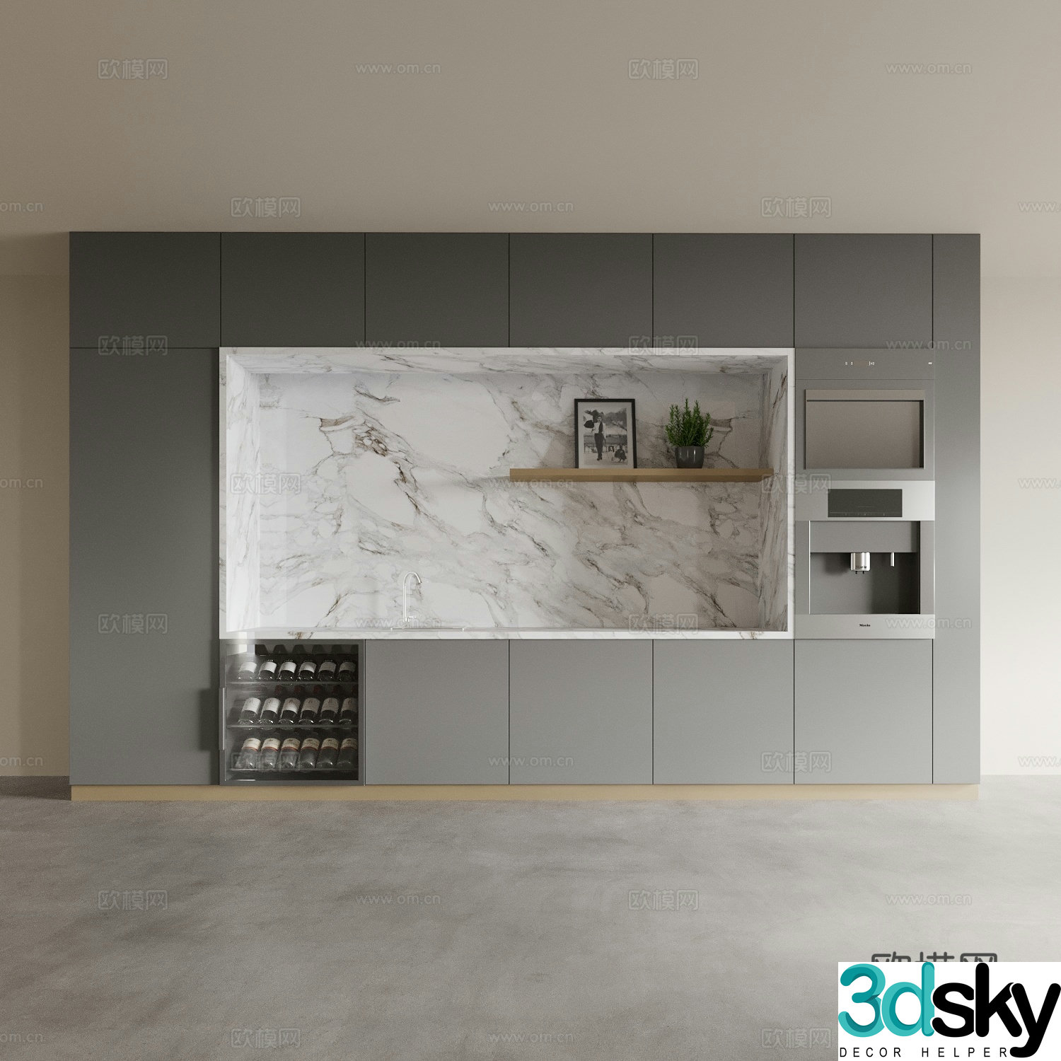 Modern sideboard wine cabinet 3d model