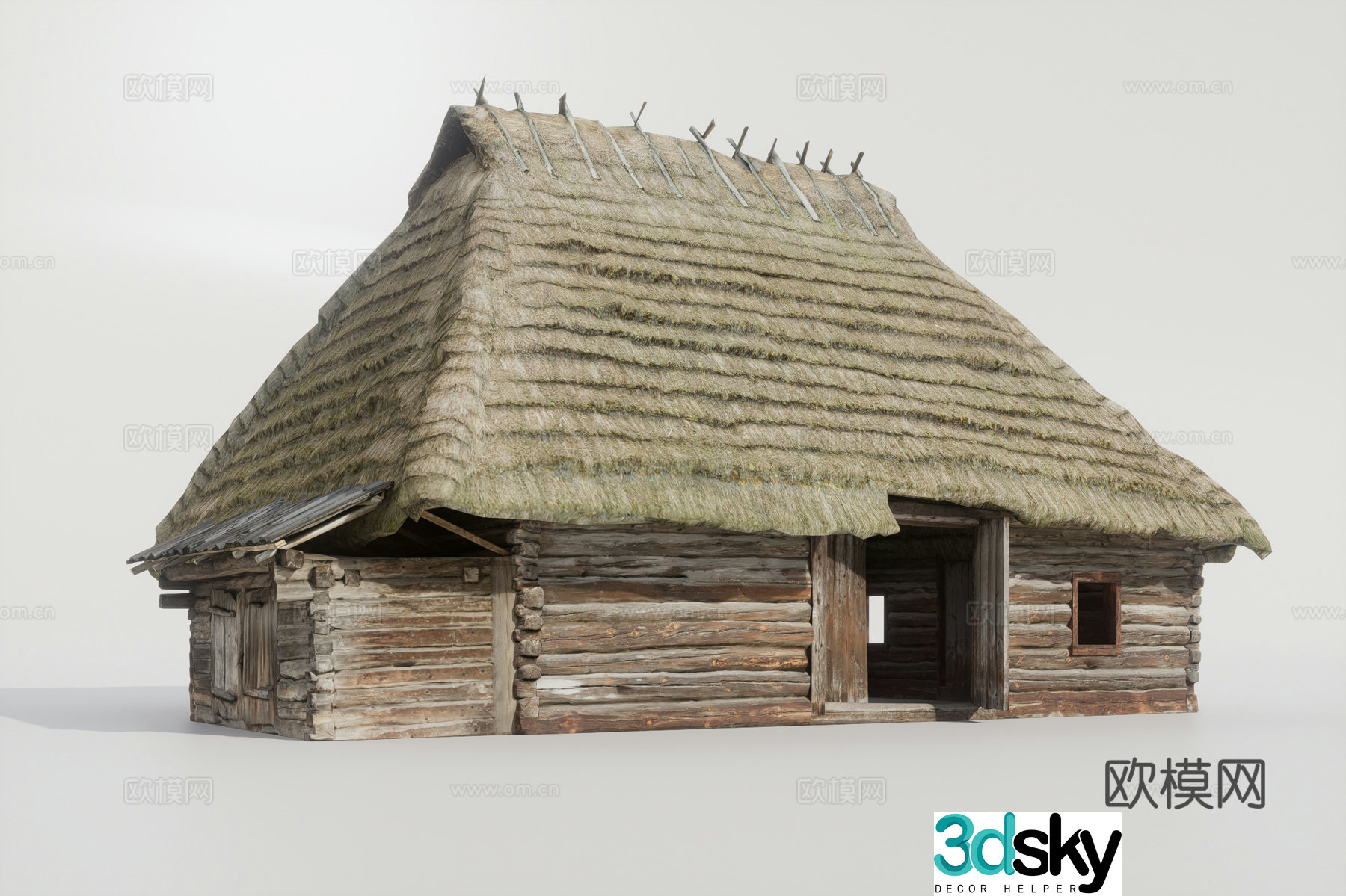 wooden house thatched house 3d model
