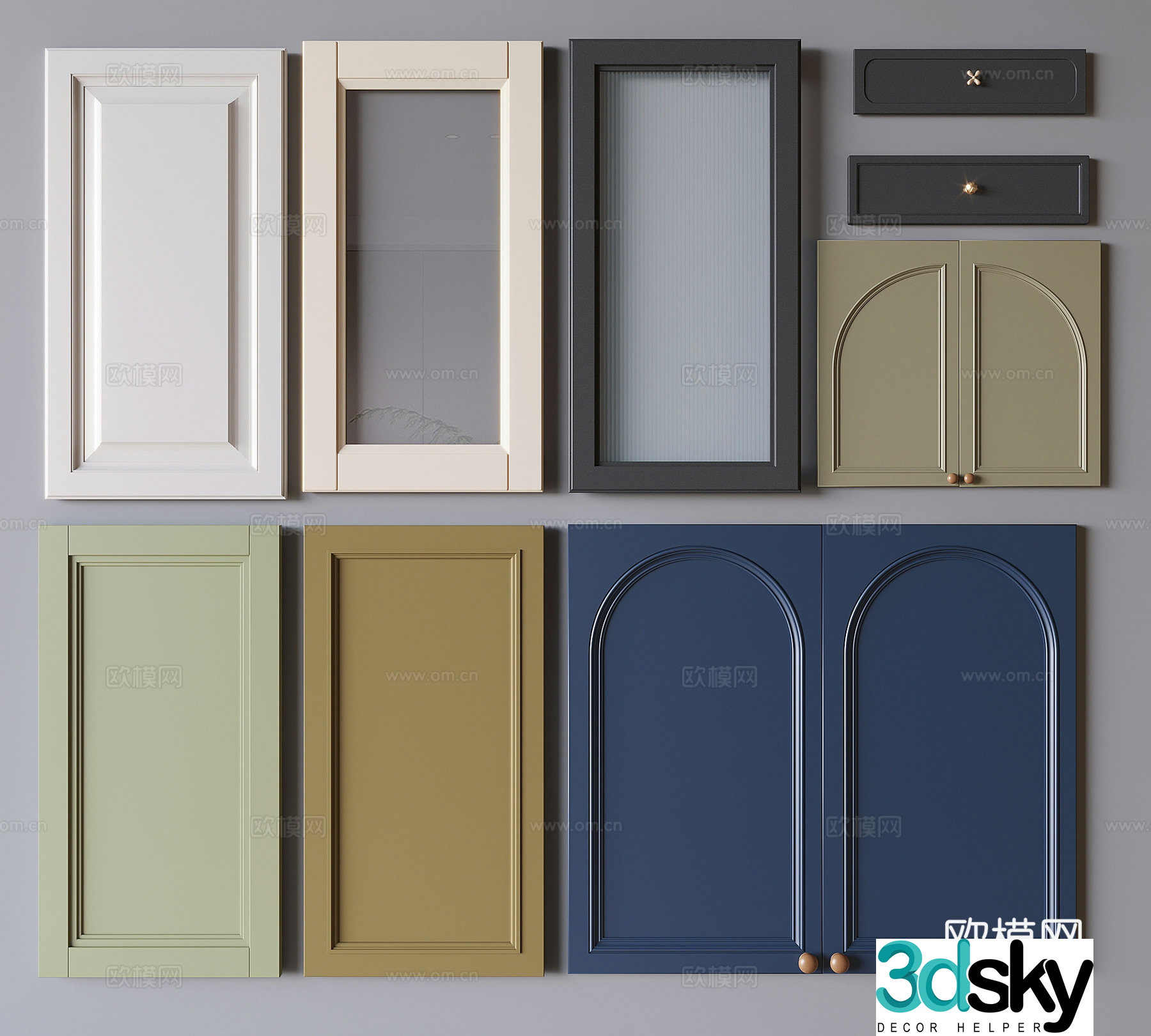 French wardrobe door drawer door cabinet door 3d model