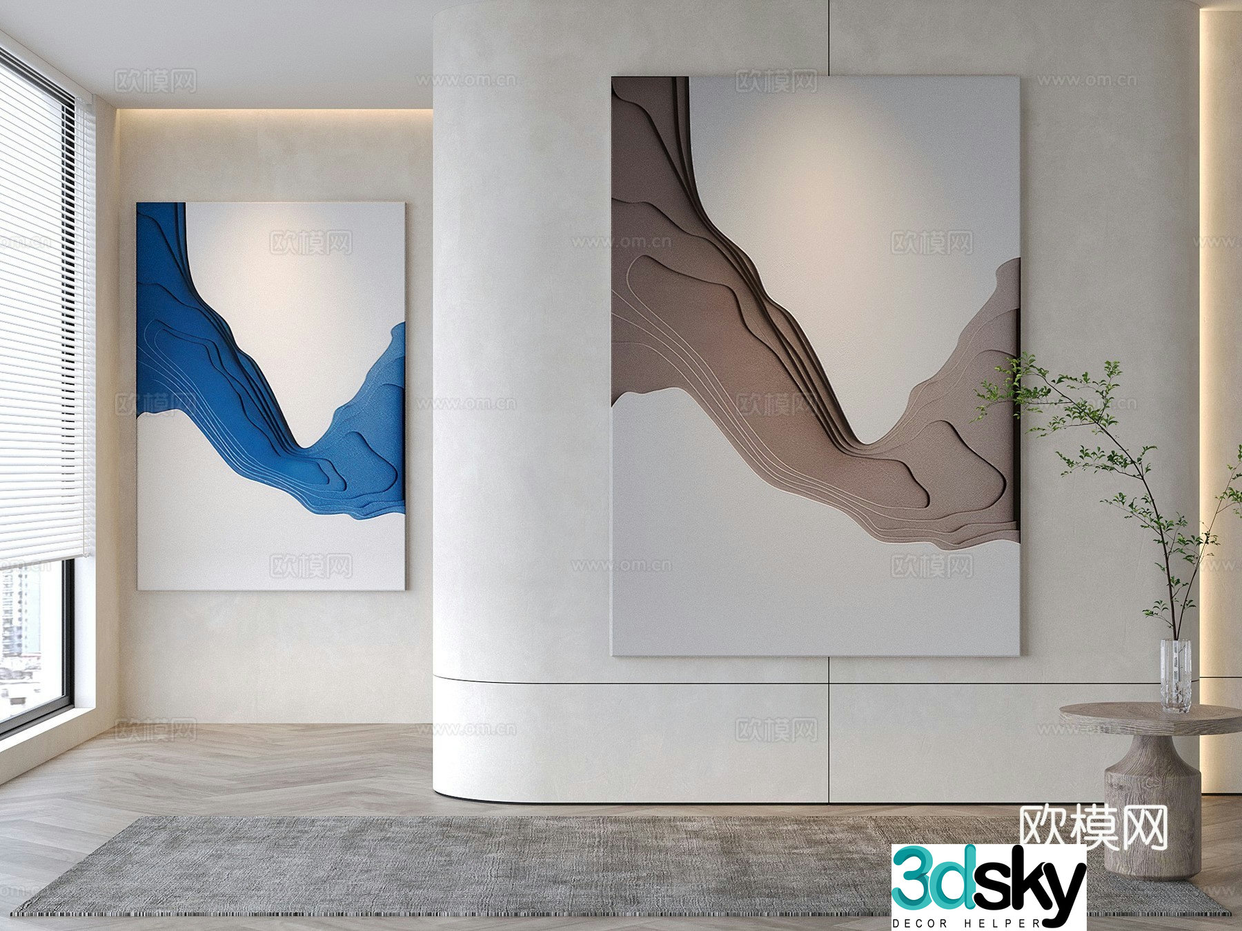 Modern decorative painting Texture painting Abstract painting 3d model
