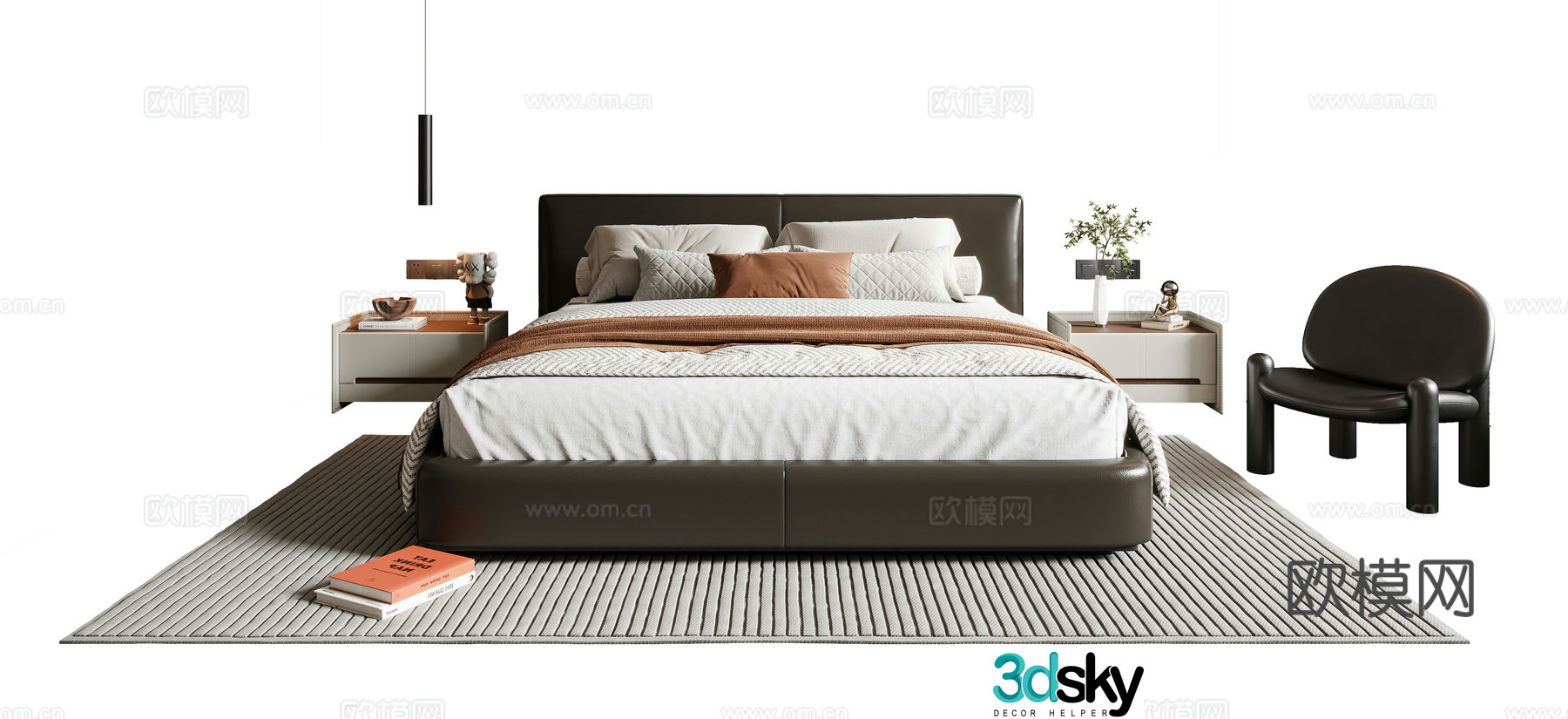 Italian double bed 3d model