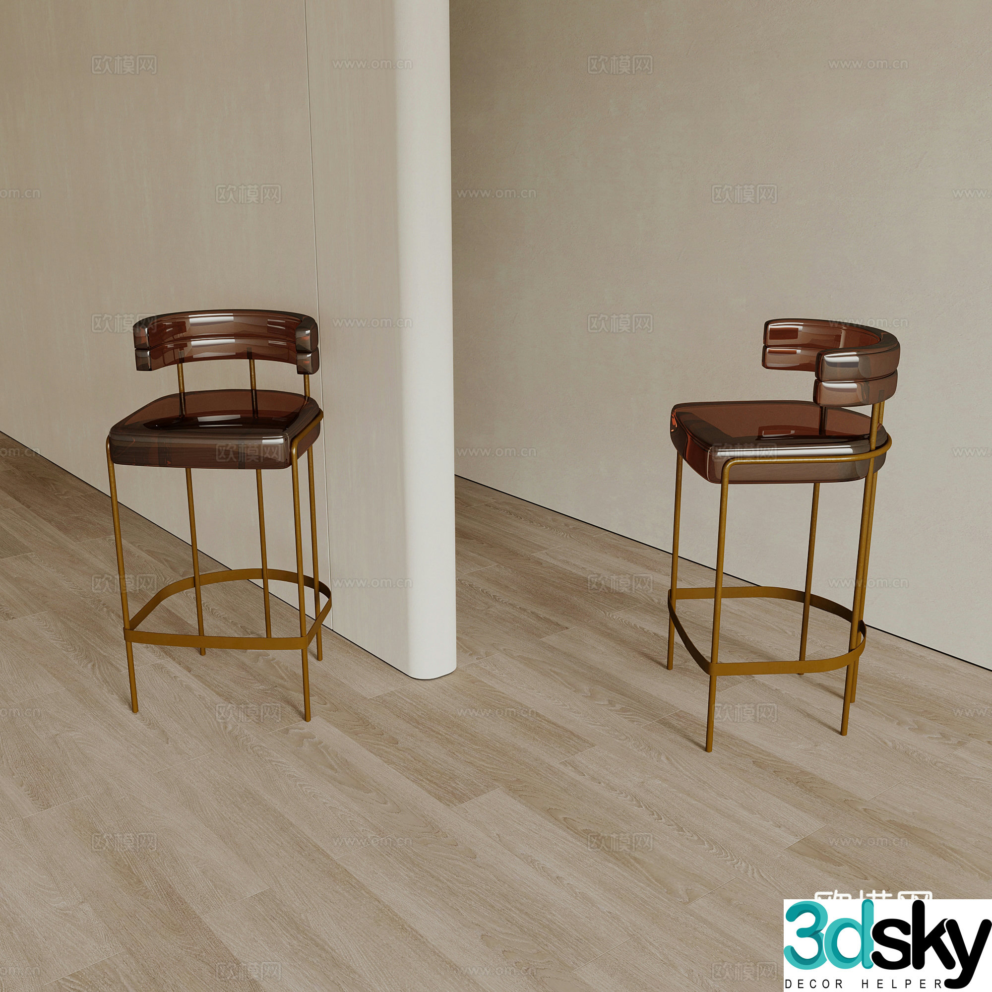 Modern bar stool bar stool high stool 3d model